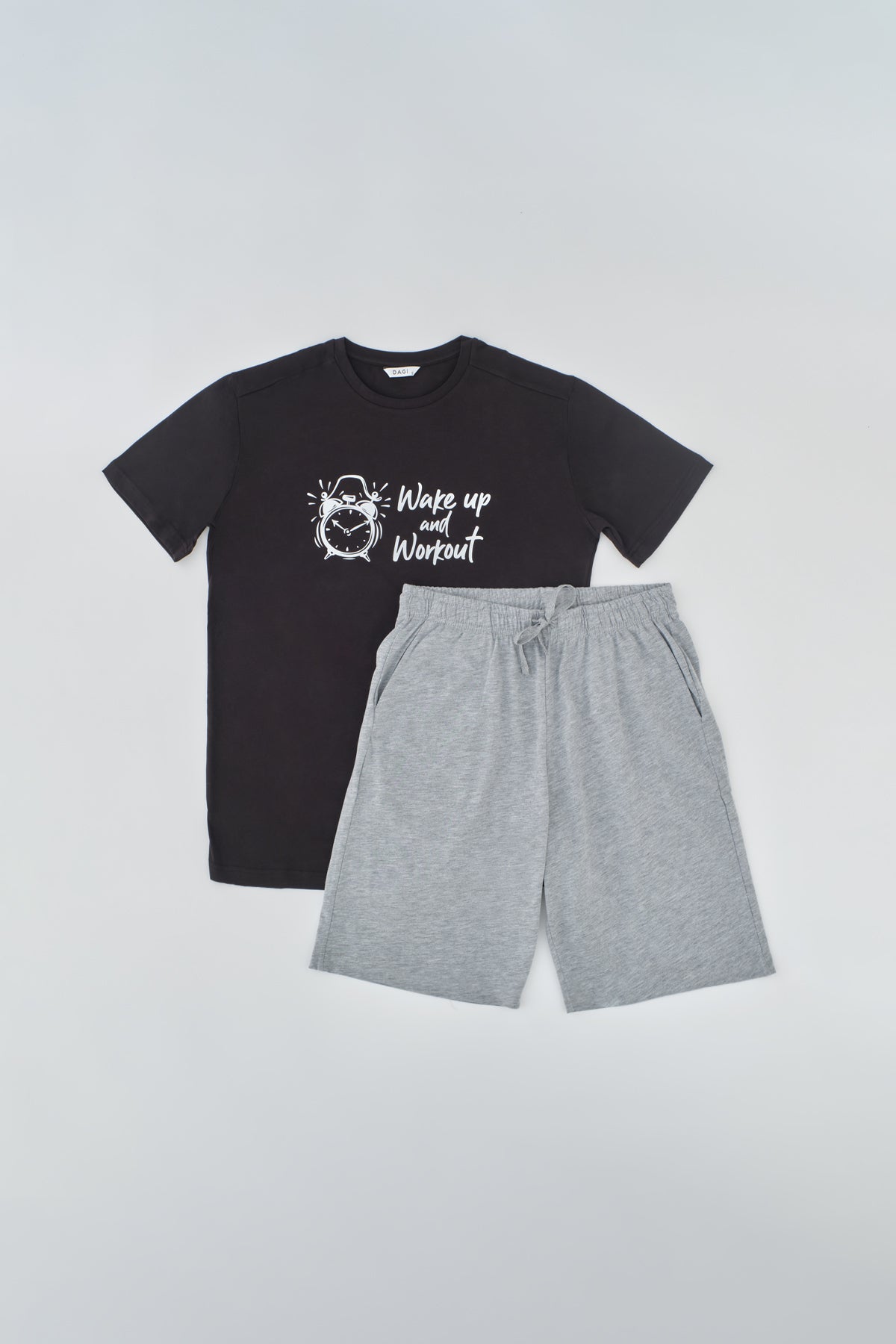 Siyah Pamuk Şortlu Pijama Takımı