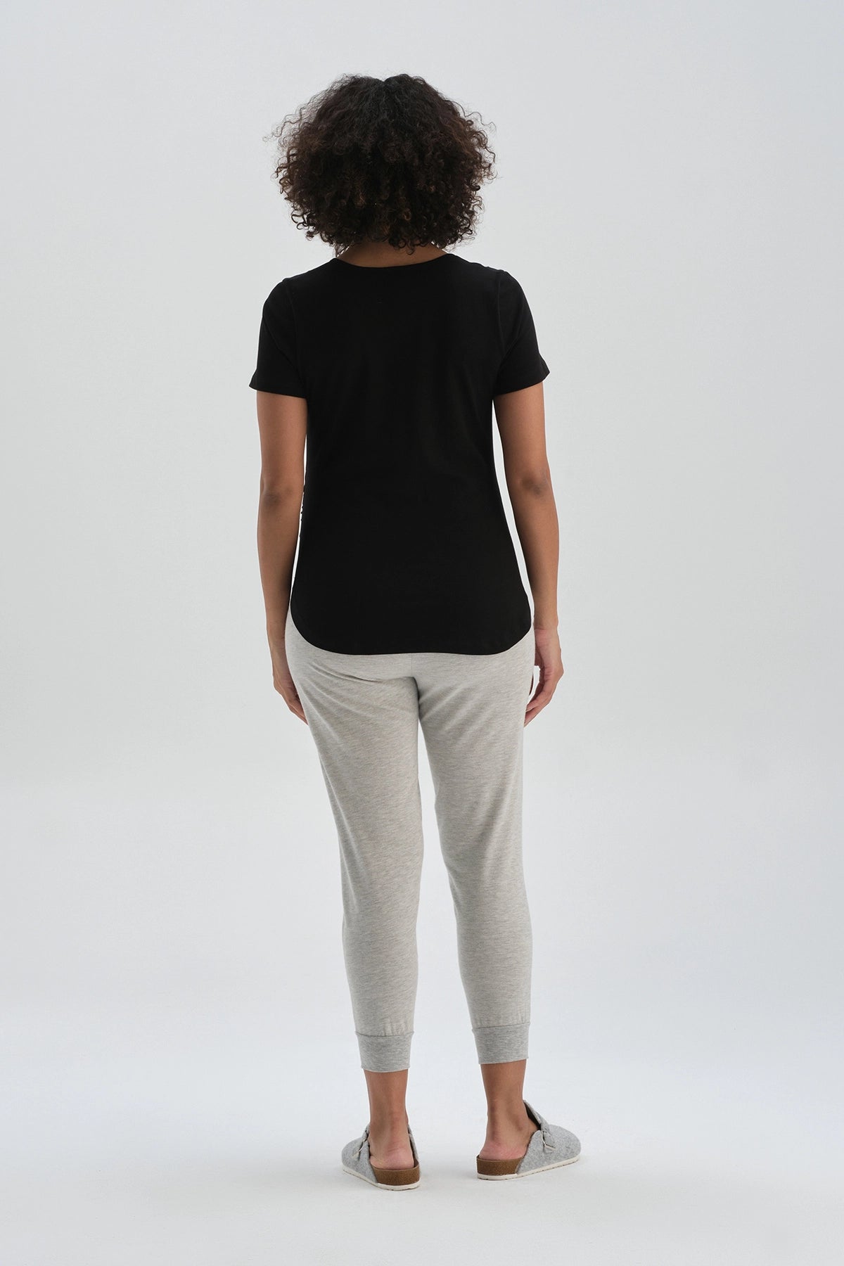 Siyah Pamuklu Hamile T-Shirt