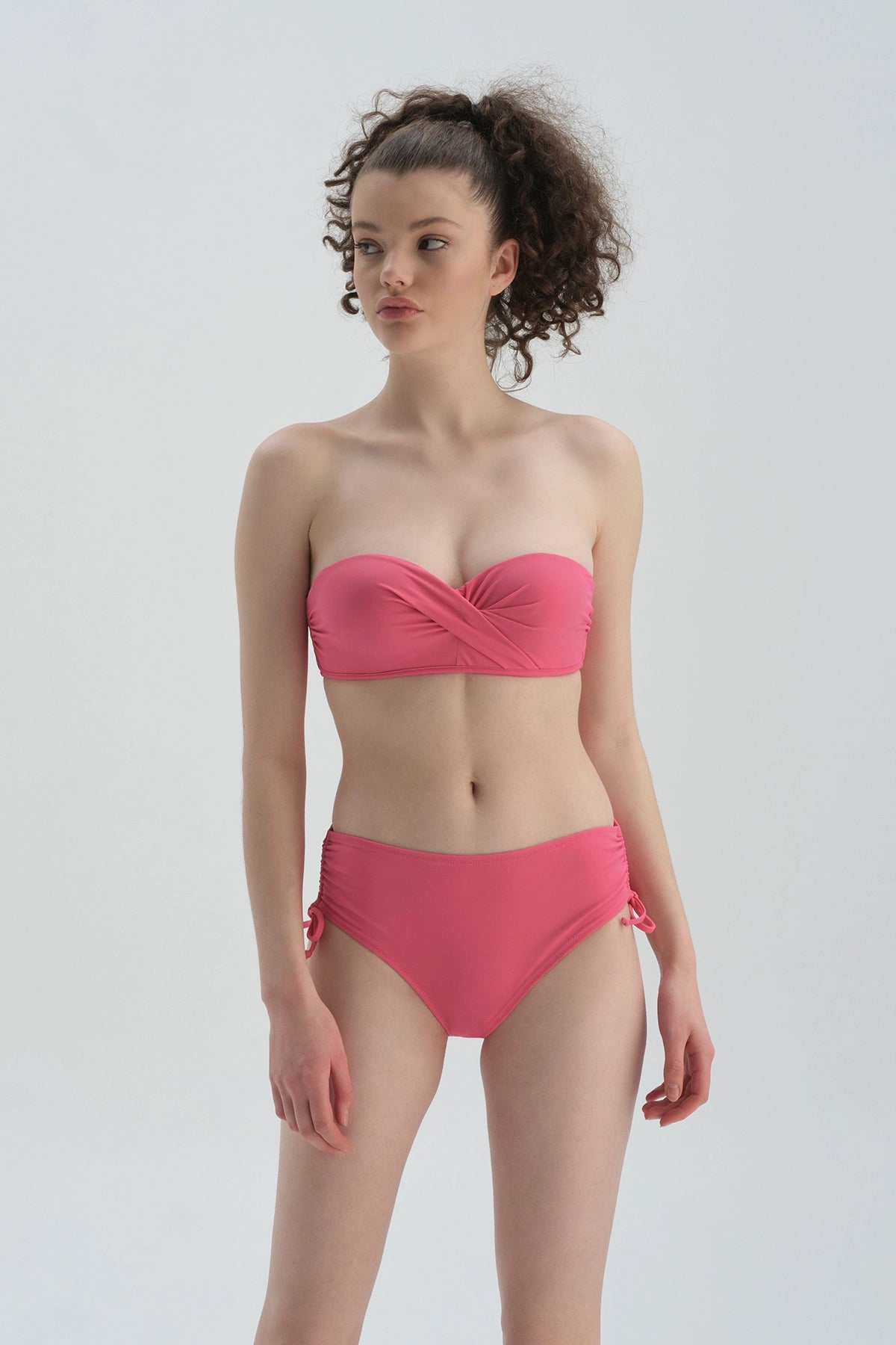 Fuşya Straplez Kaplı Bikini Üst