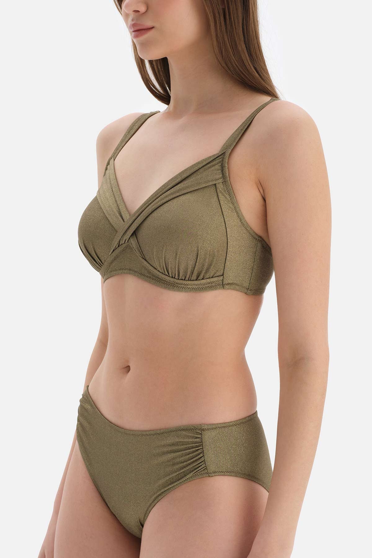 Yeşil Kaplı Toparlayıcı Korseli Bikini Üstü