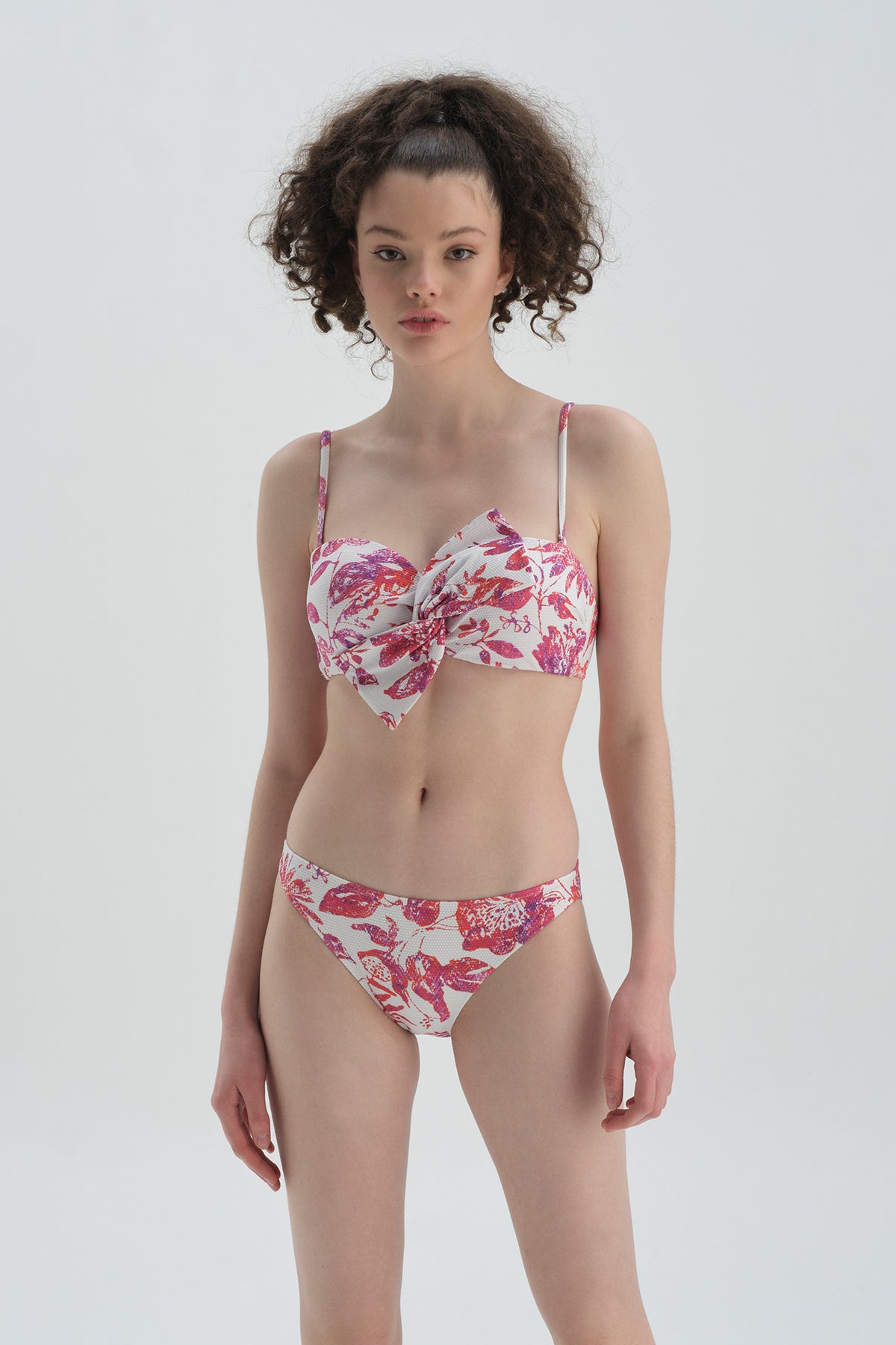Fuşya - Beyaz Düşük Bel - Bikini Alt
