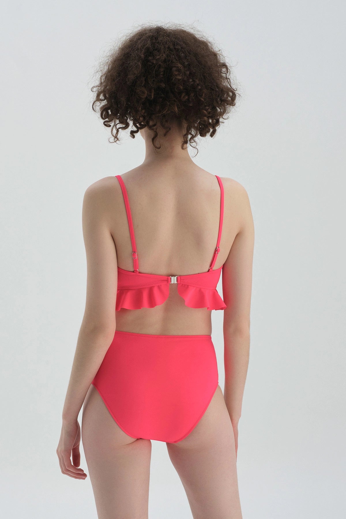 Neon Fuşya Maksimum Toparlama Yanı Drapeli Yüksel Bel Bikini Alt