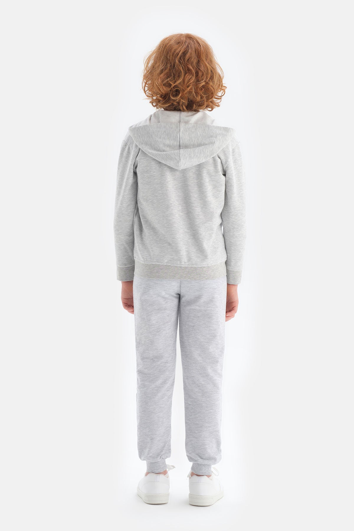 Gri Unisex Kapüşonlu Fermuarlı Sweatshirt