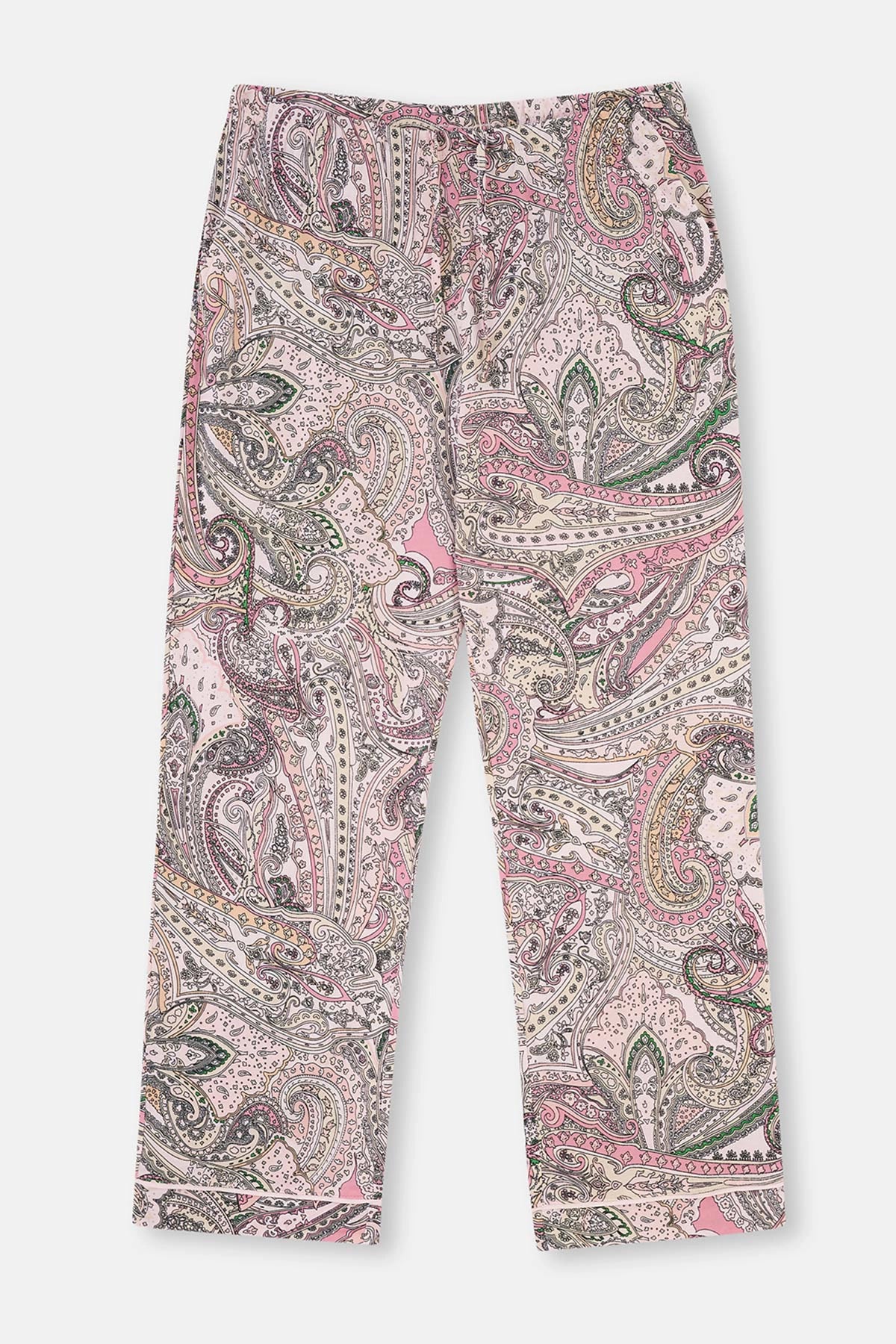 Multicolor Gömlek Yaka Şal Desen Plus Size Pijama Takımı