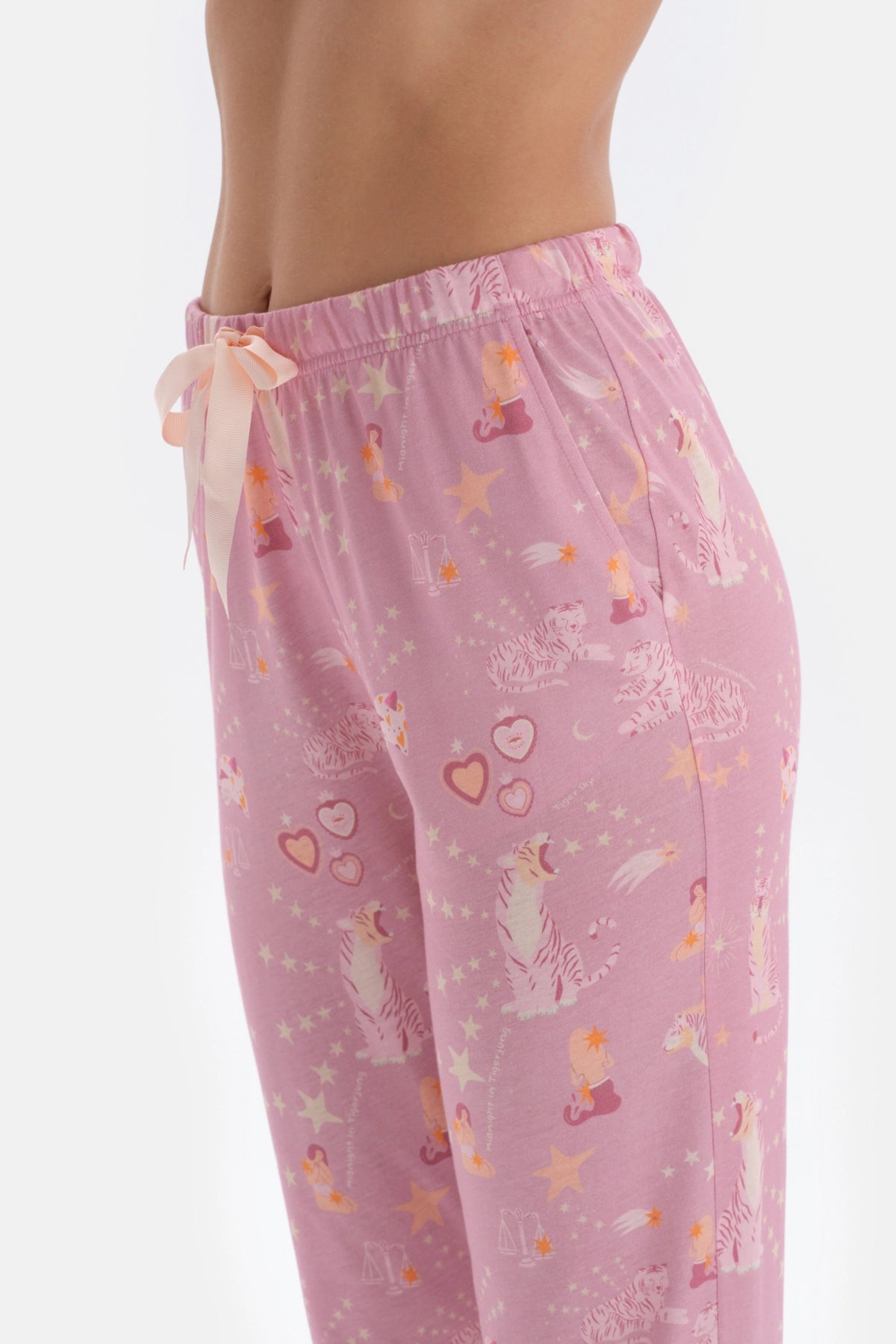 Pembe Metraj Baskılı Gömlek Pantolon Pijama Takımı
