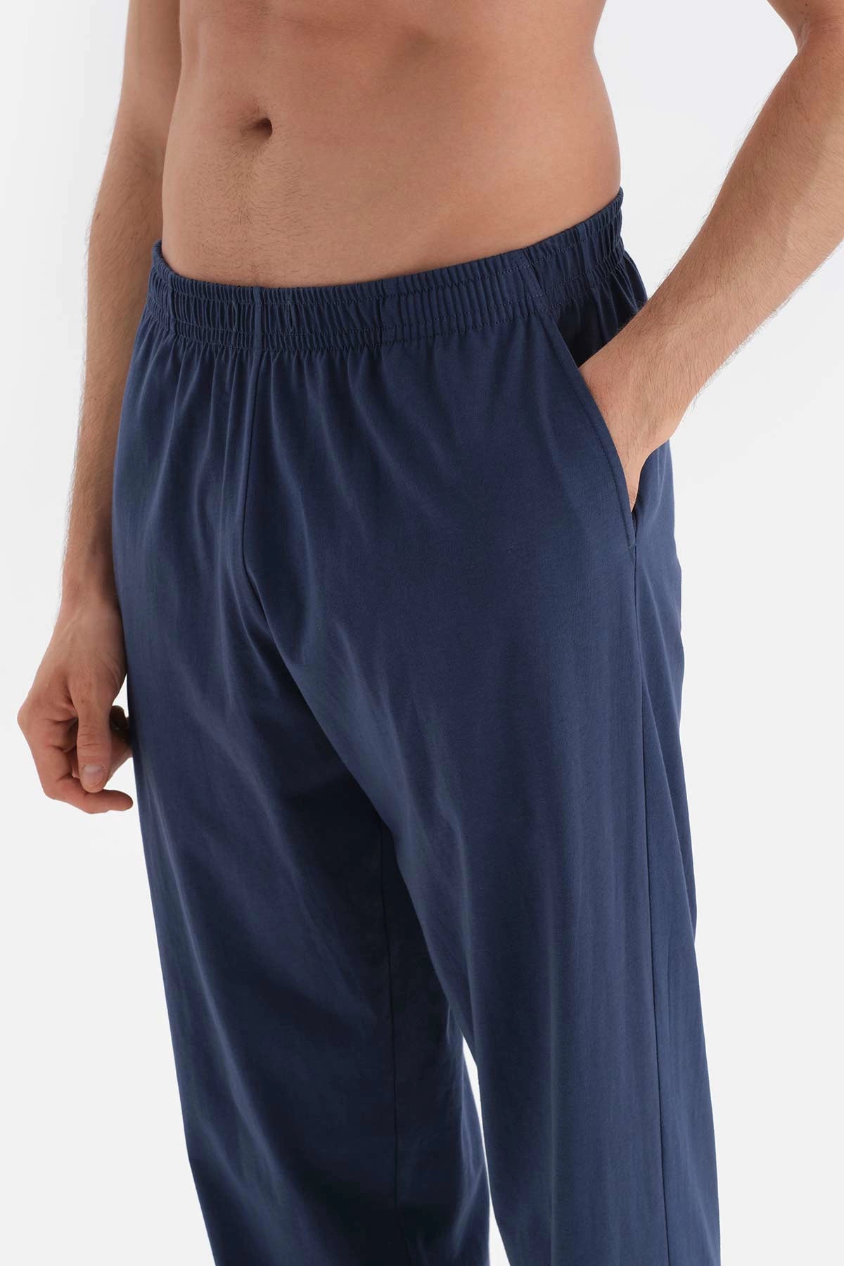 Lacivert Kısa Kol Düğmeli Yaka Pamuklu Pijama Takımı