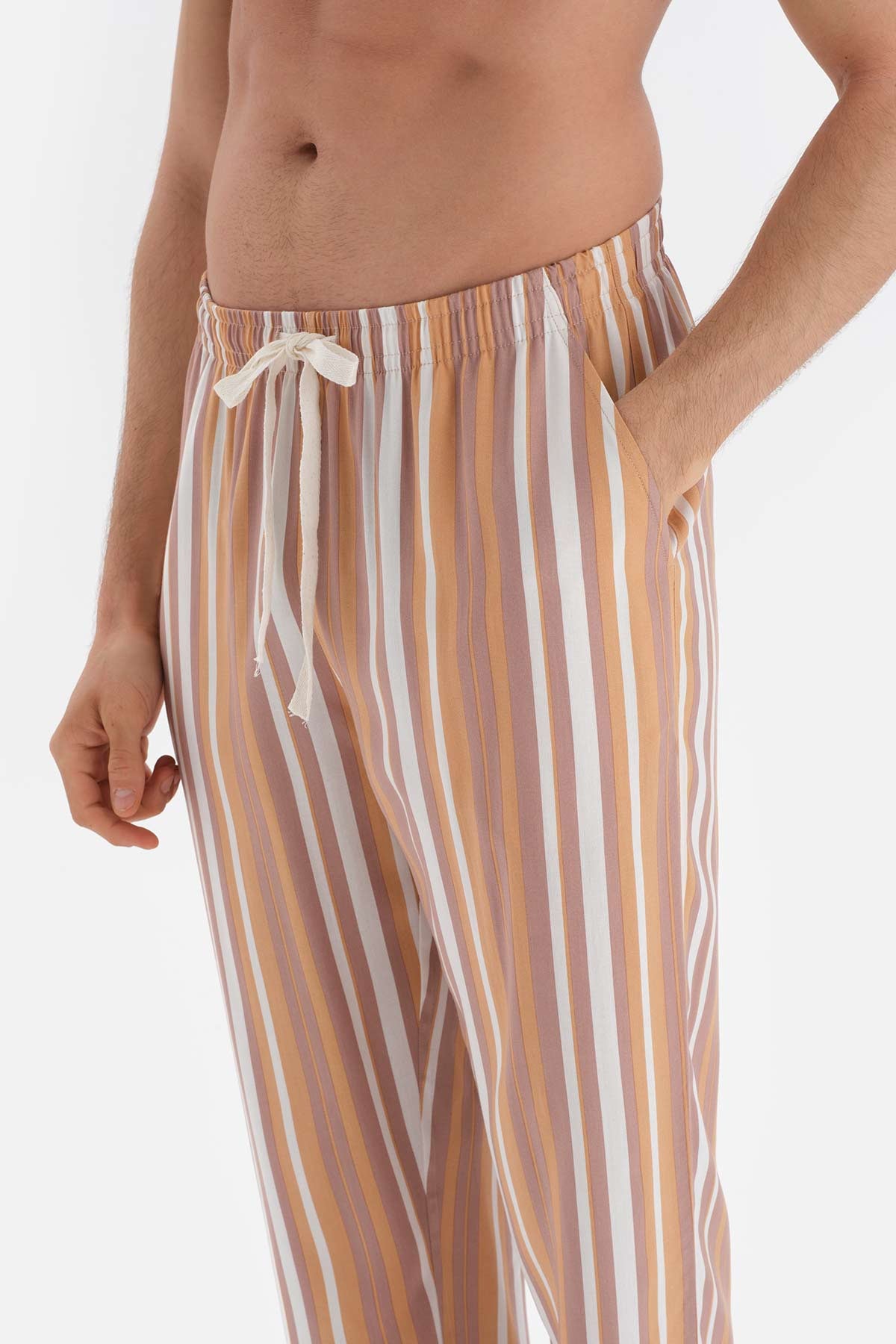 Ekru Kısa Kollu Reglan Kol Örme Pijama Takımı