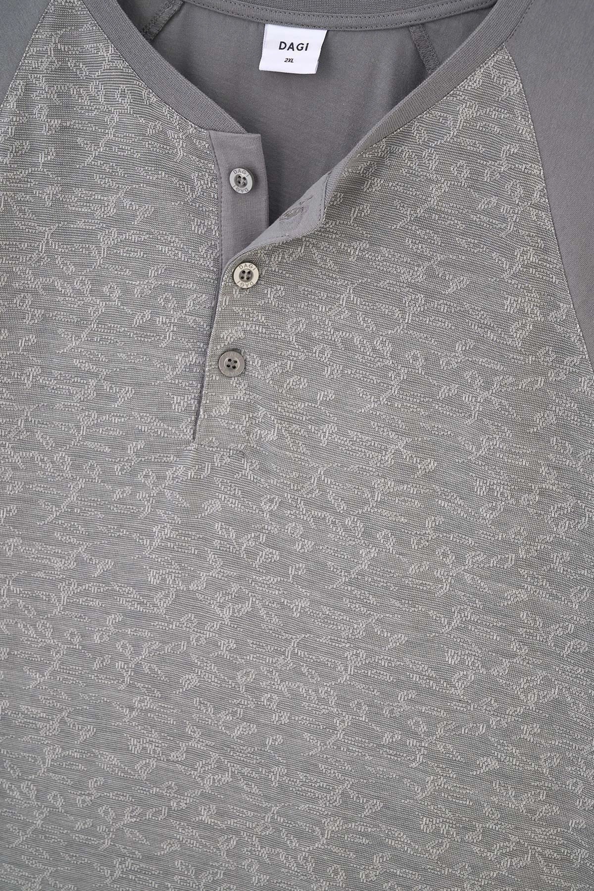 Gri Reglan Kol Jakarlı Pijama Takımı