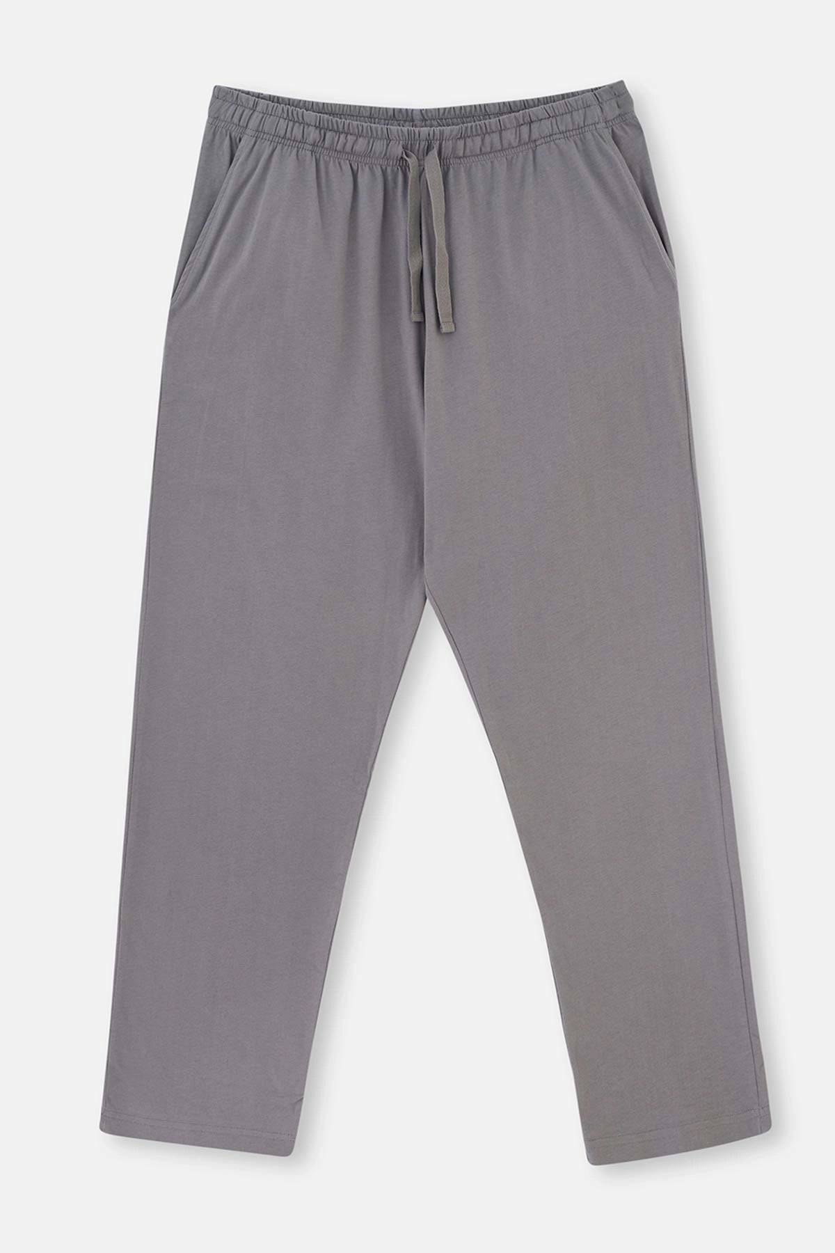 Gri Reglan Kol Jakarlı Pijama Takımı