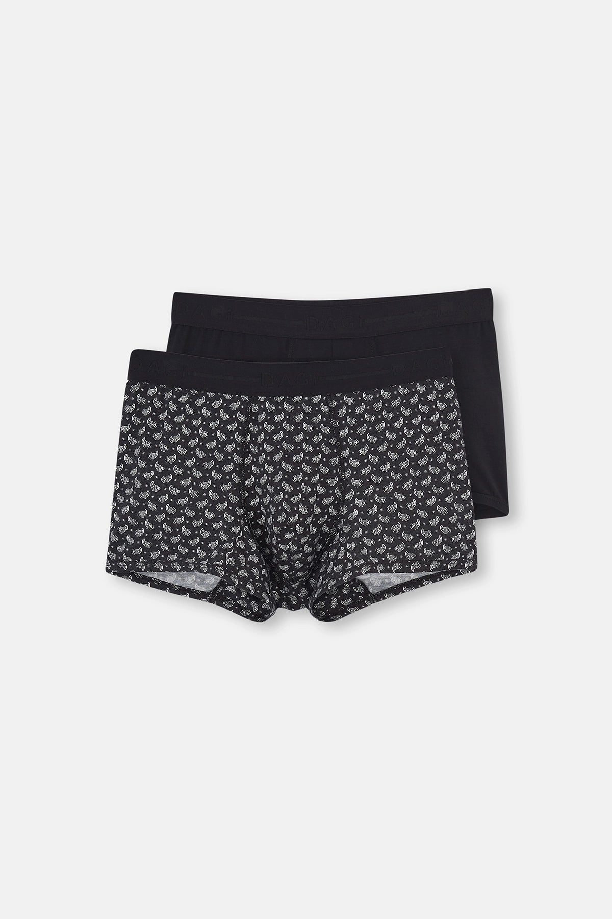 Siyah - Şal Desenli Şal Desenli 2'li Micro Modal Boxer