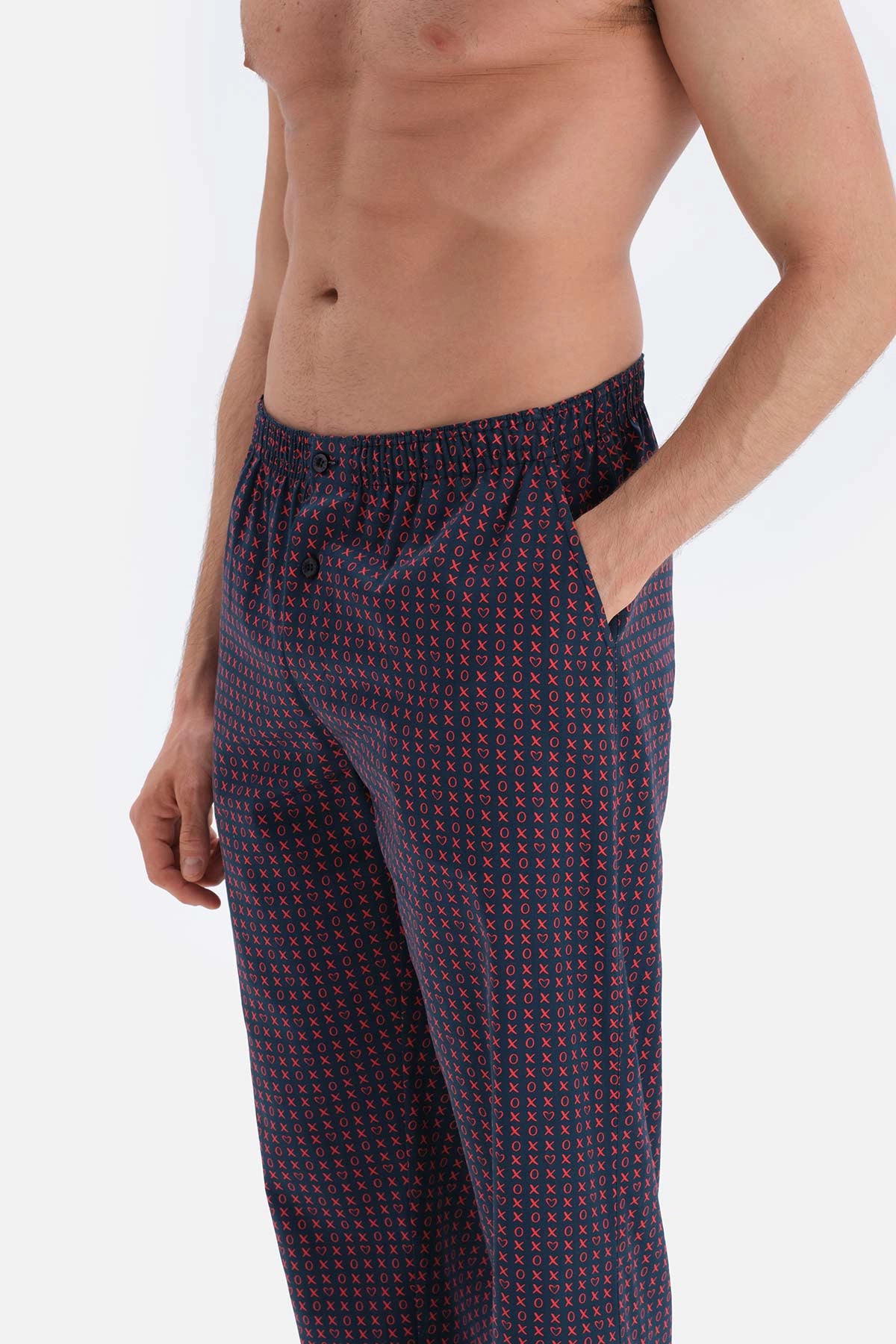 Lacivert Desenli Pamuklu Pijama Altı