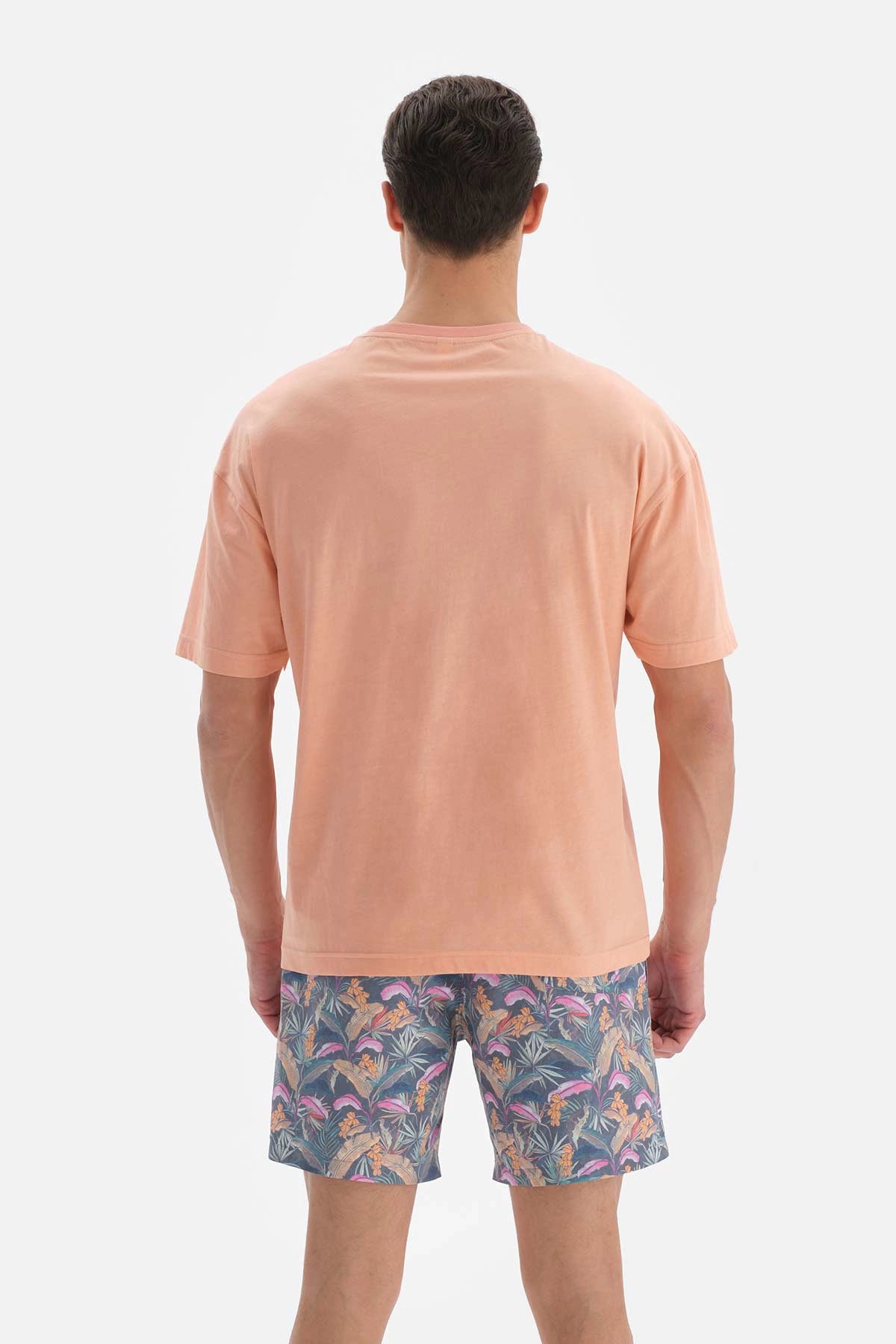 Somon Baskılı Bisiklet Yaka T-Shirt