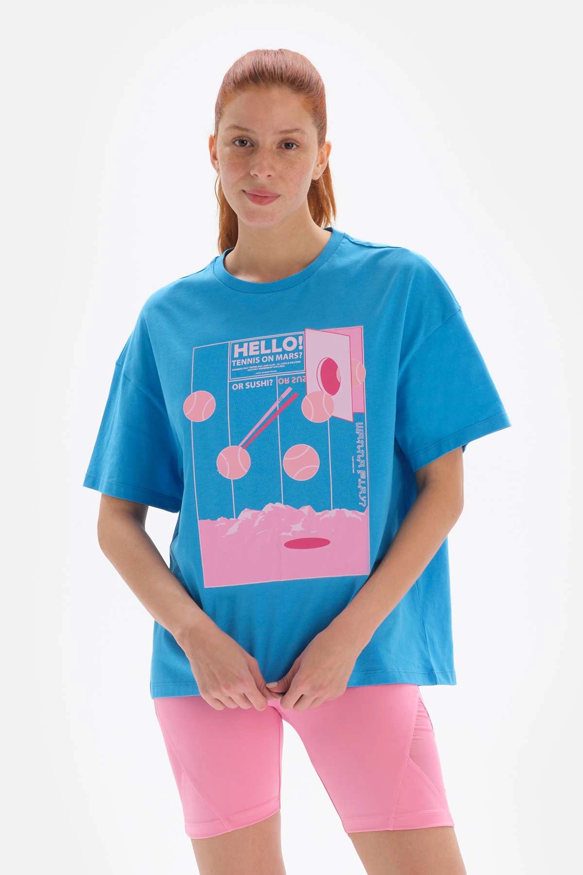 Mavi Dagi Active Baskılı Pamuklu T-Shirt