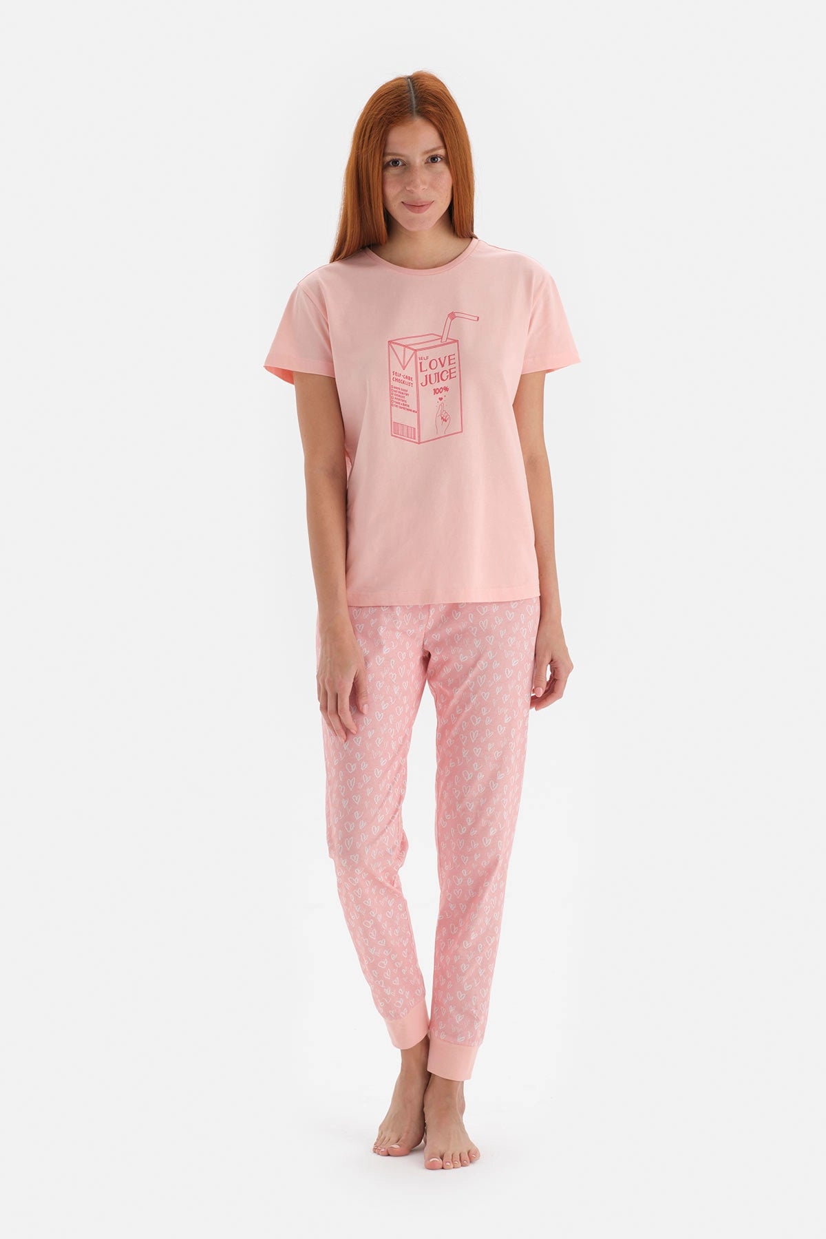 Somon Kısa Kollu Jogger Paça Pamuklu Pijama Takımı