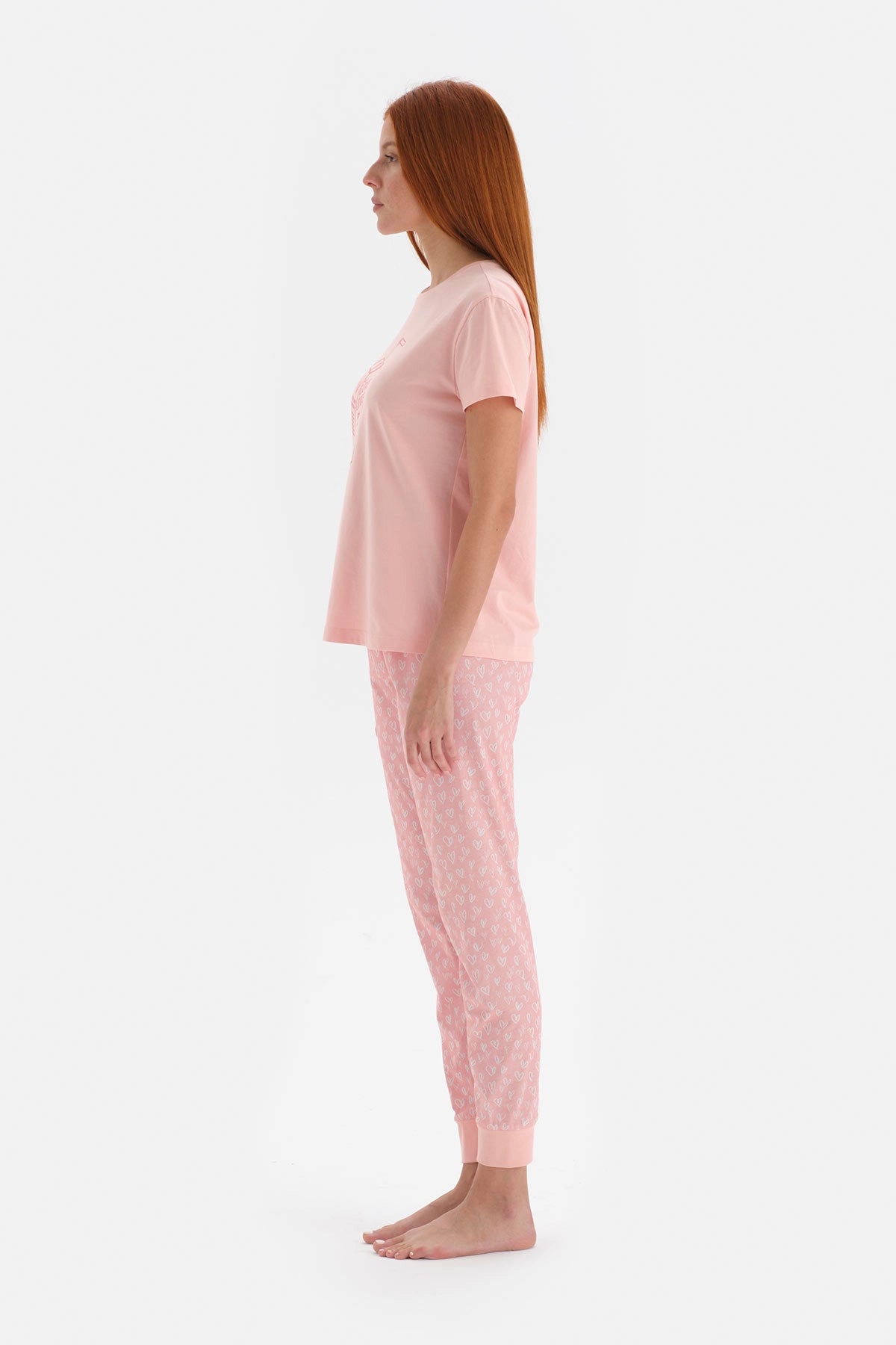Somon Kısa Kollu Jogger Paça Pamuklu Pijama Takımı
