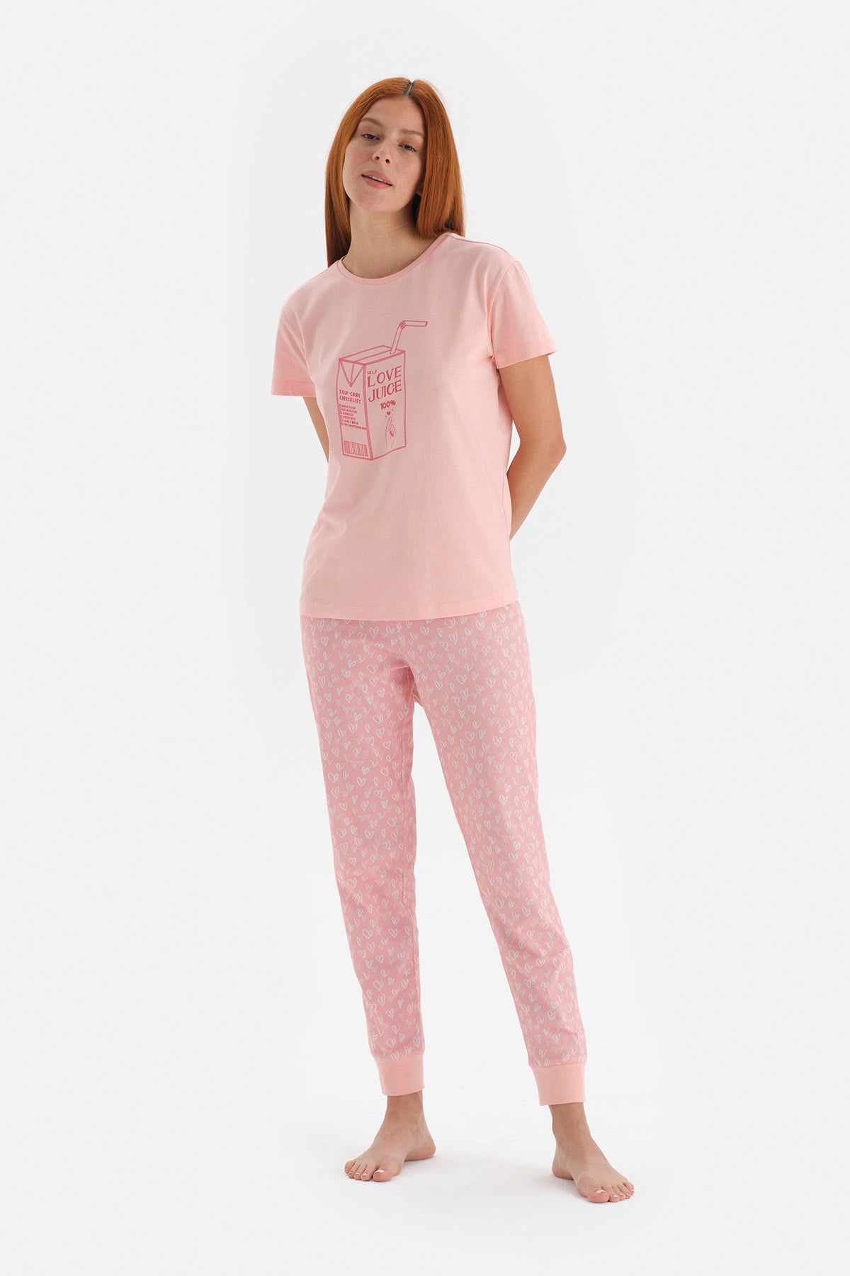 Somon Kısa Kollu Jogger Paça Pamuklu Pijama Takımı