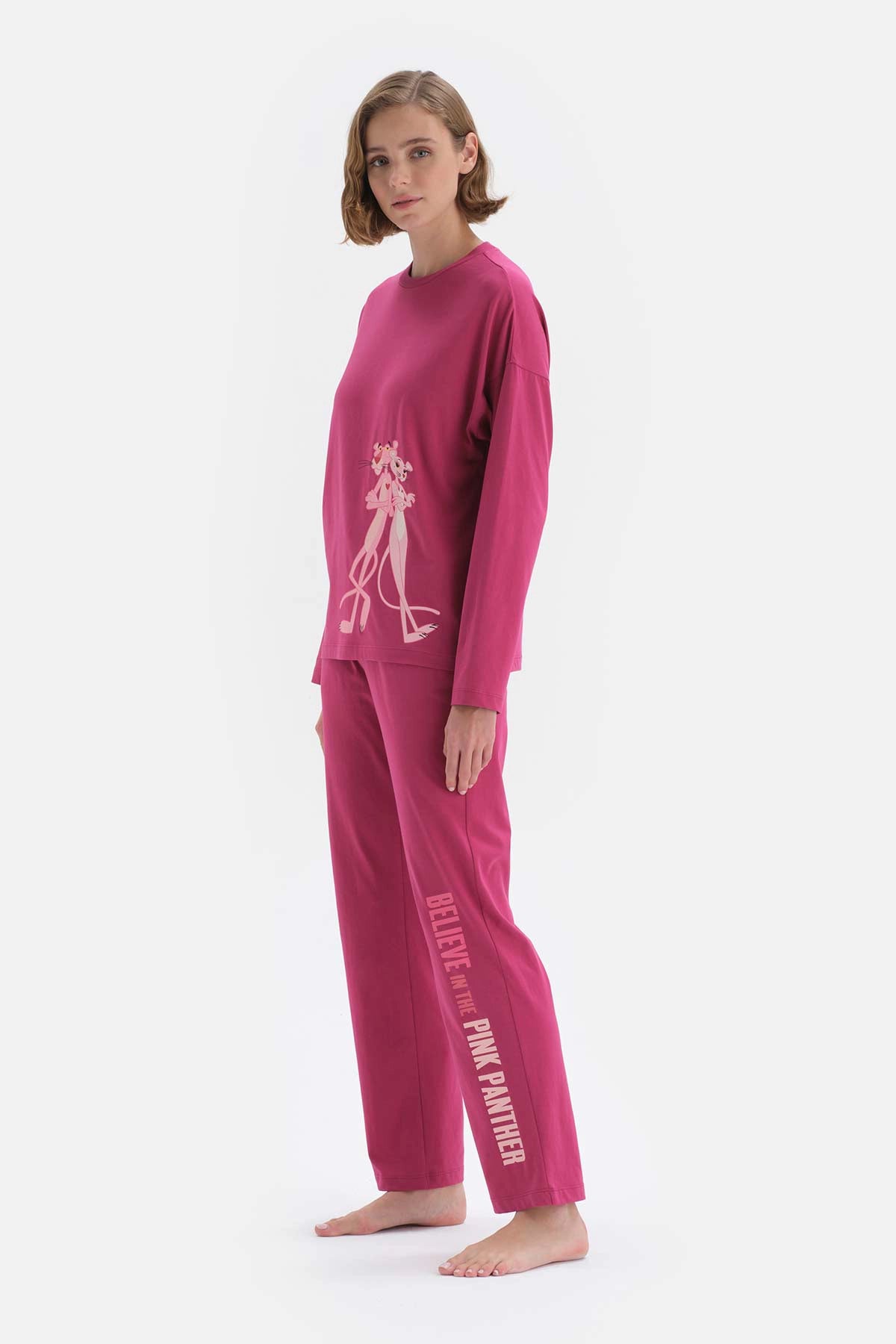 Vişne Çürüğü Çürüğü Panter Lisanslı Pamuklu Pijama Takımı
