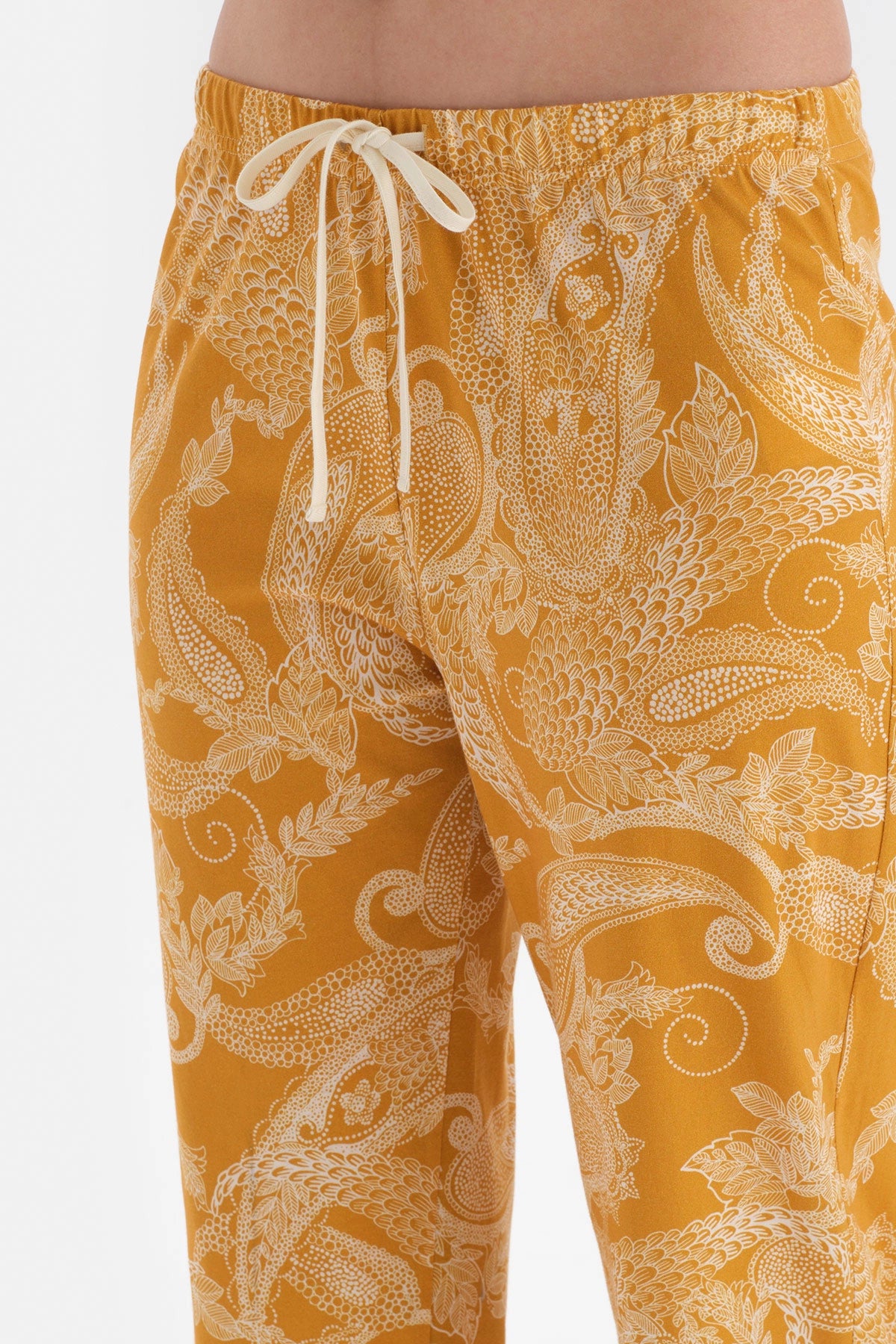 Hardal Metraj Baskılı Kısa Kol Pamuklu Pijama Takımı