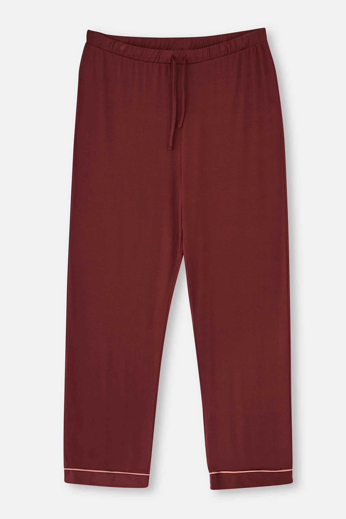 Kahverengi Gömlek Yaka Plus Size Viskon Pijama Takımı
