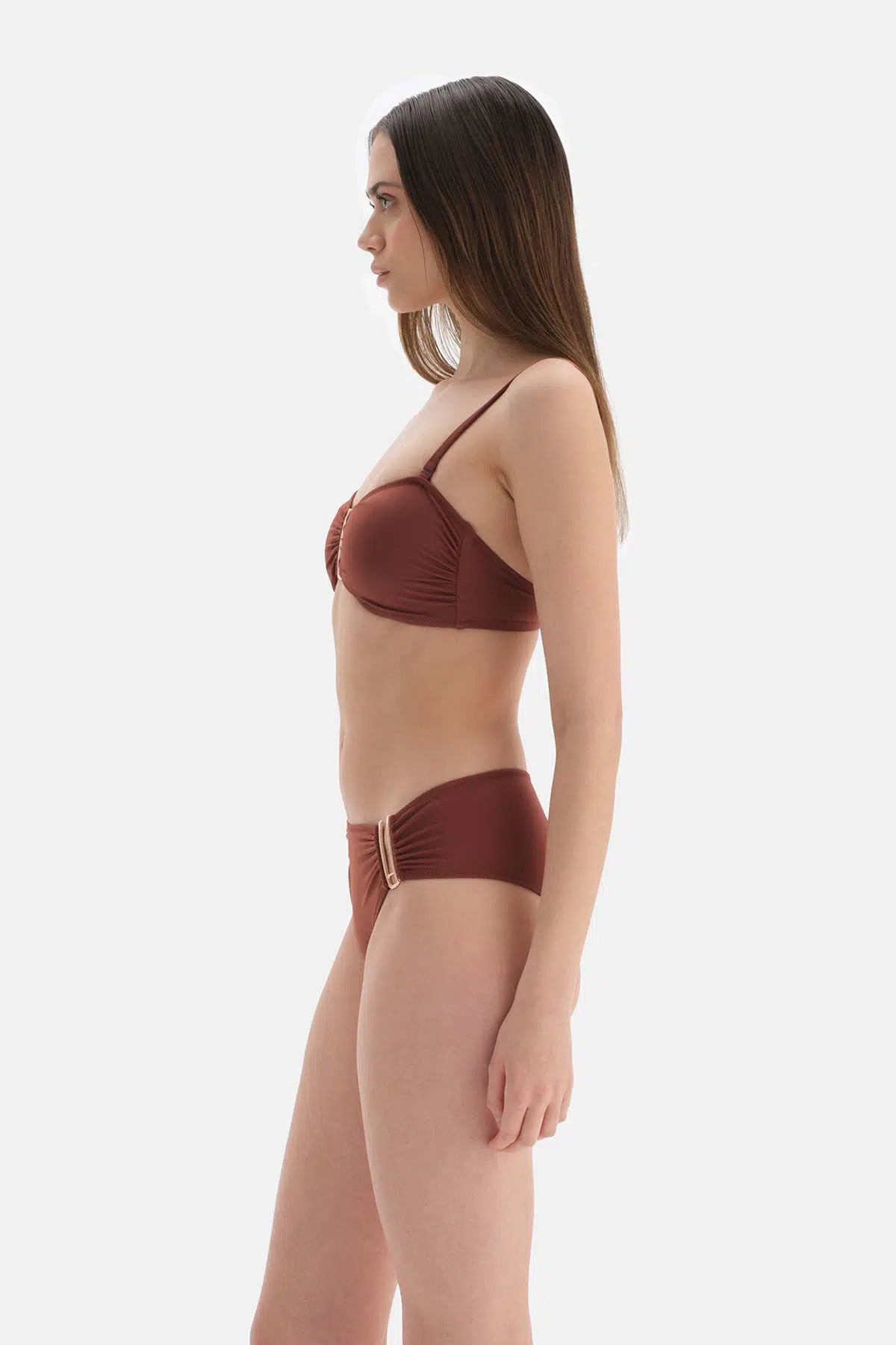 Kahve Straplez Bikini Üstü