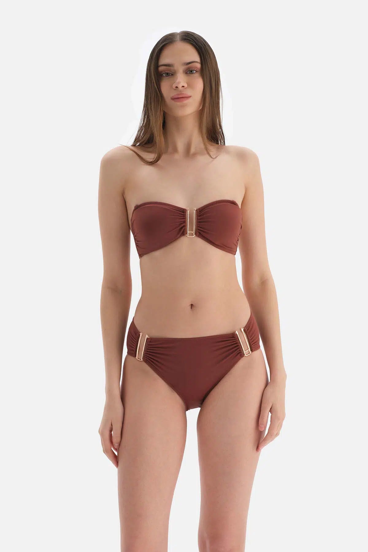 Kahve Straplez Bikini Üstü