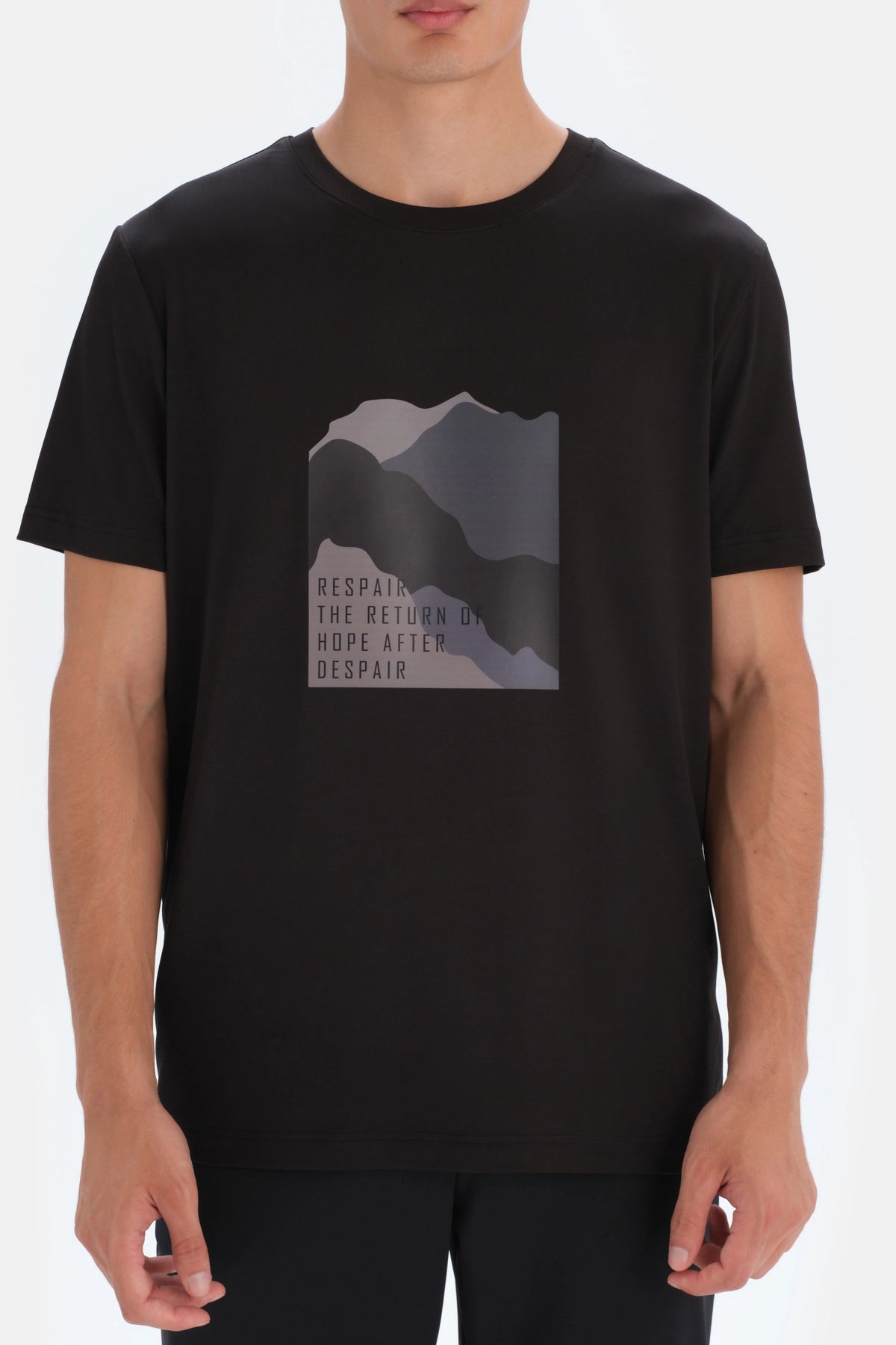Siyah Dagi Active Baskılı Spor T-Shirt