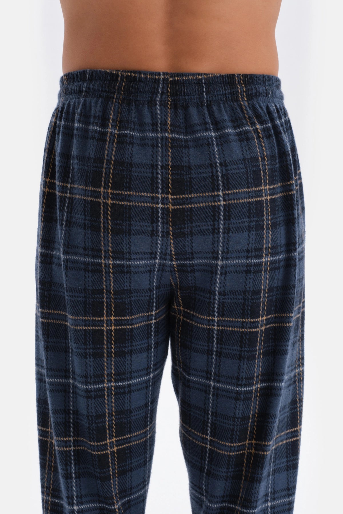 Lacivert Yarım Patlı Uzun Kol Pamuklu Pijama Takımı