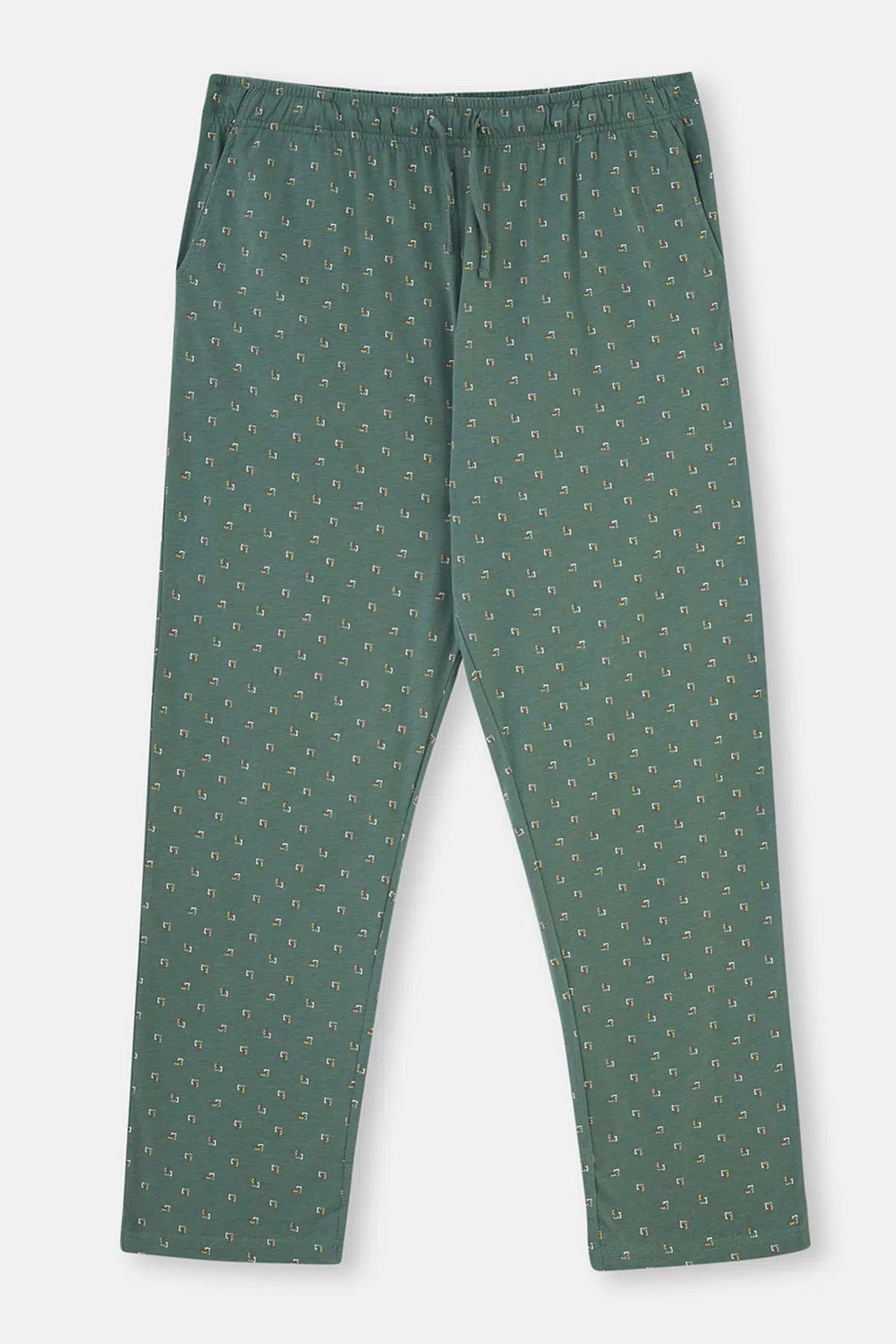 Yeşil V Yaka Uzun Kollu Plus Size Modal Pijama Takımı
