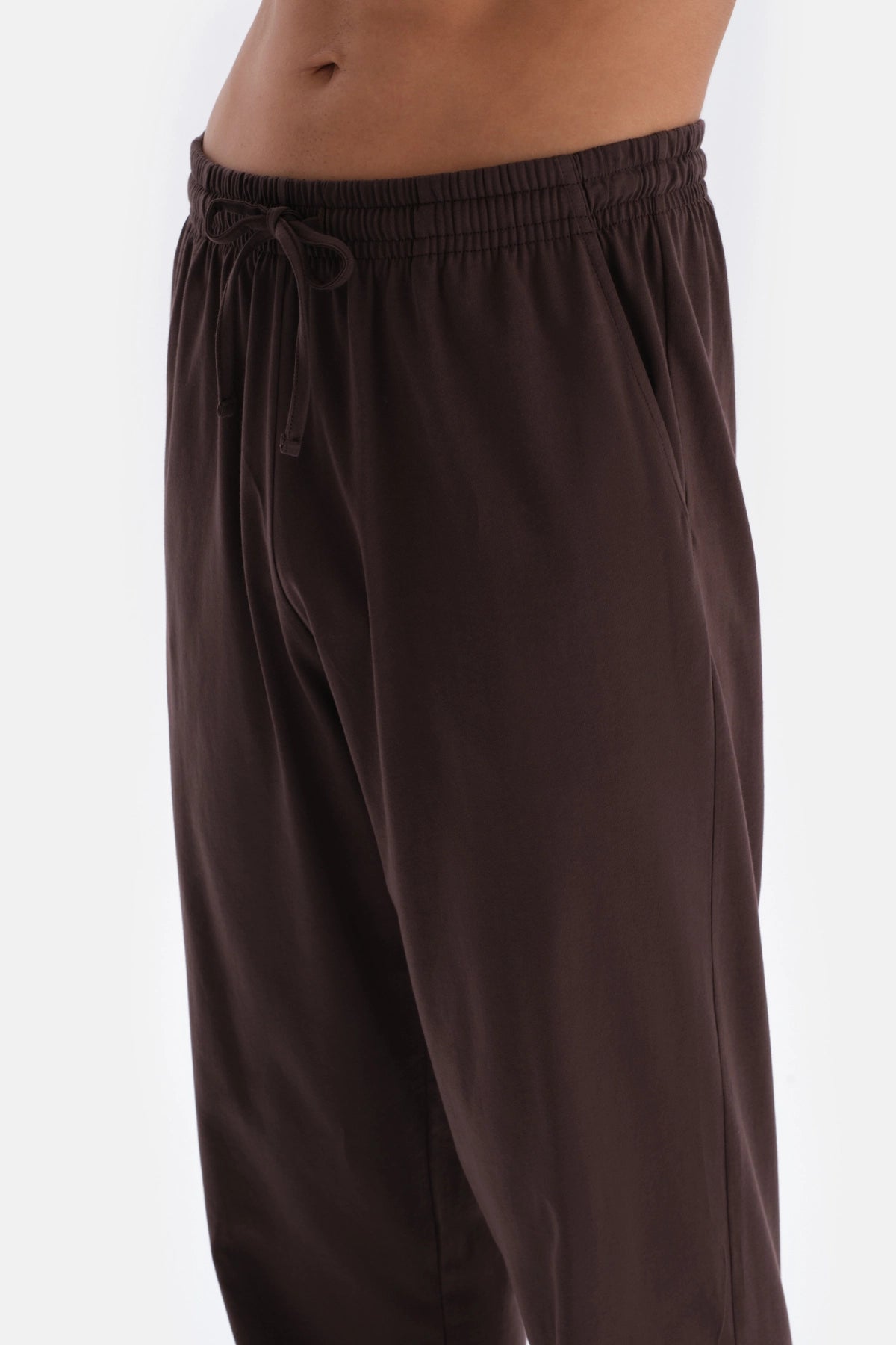Kahverengi Yarım Patlı Uzun Kollu Örme Pijama Takımı