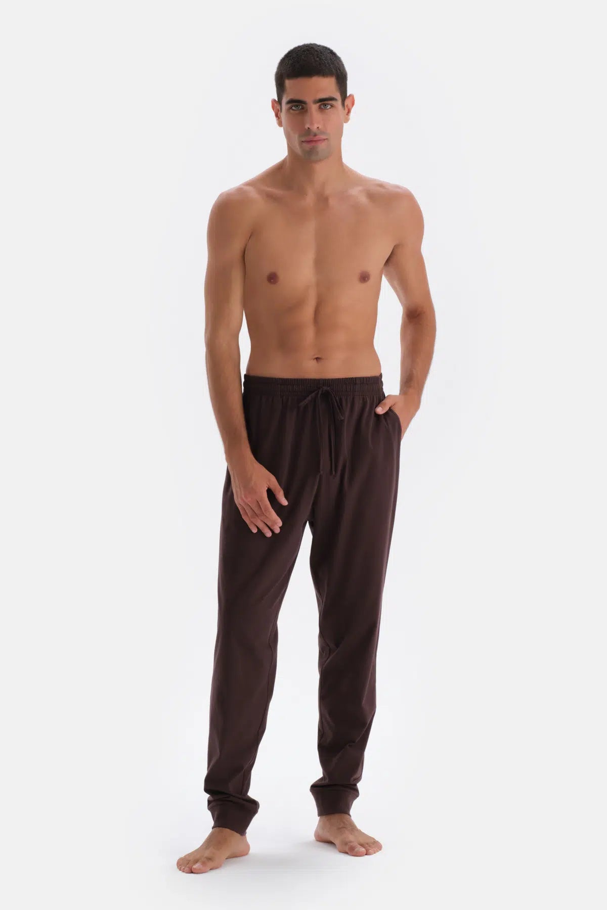 Ekru Baskı Detaylı Uzun Kollu Pamuk Modal Pijama Takımı