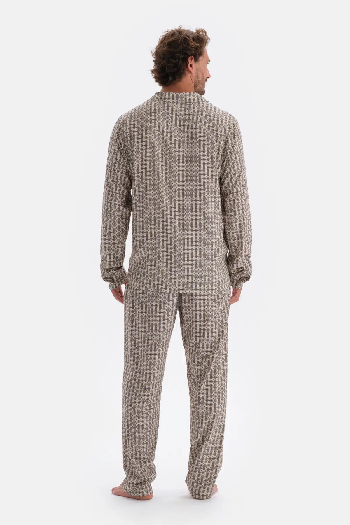 Multicolor Mıkroprınt Baskılı Gömlek Pijama Üstü
