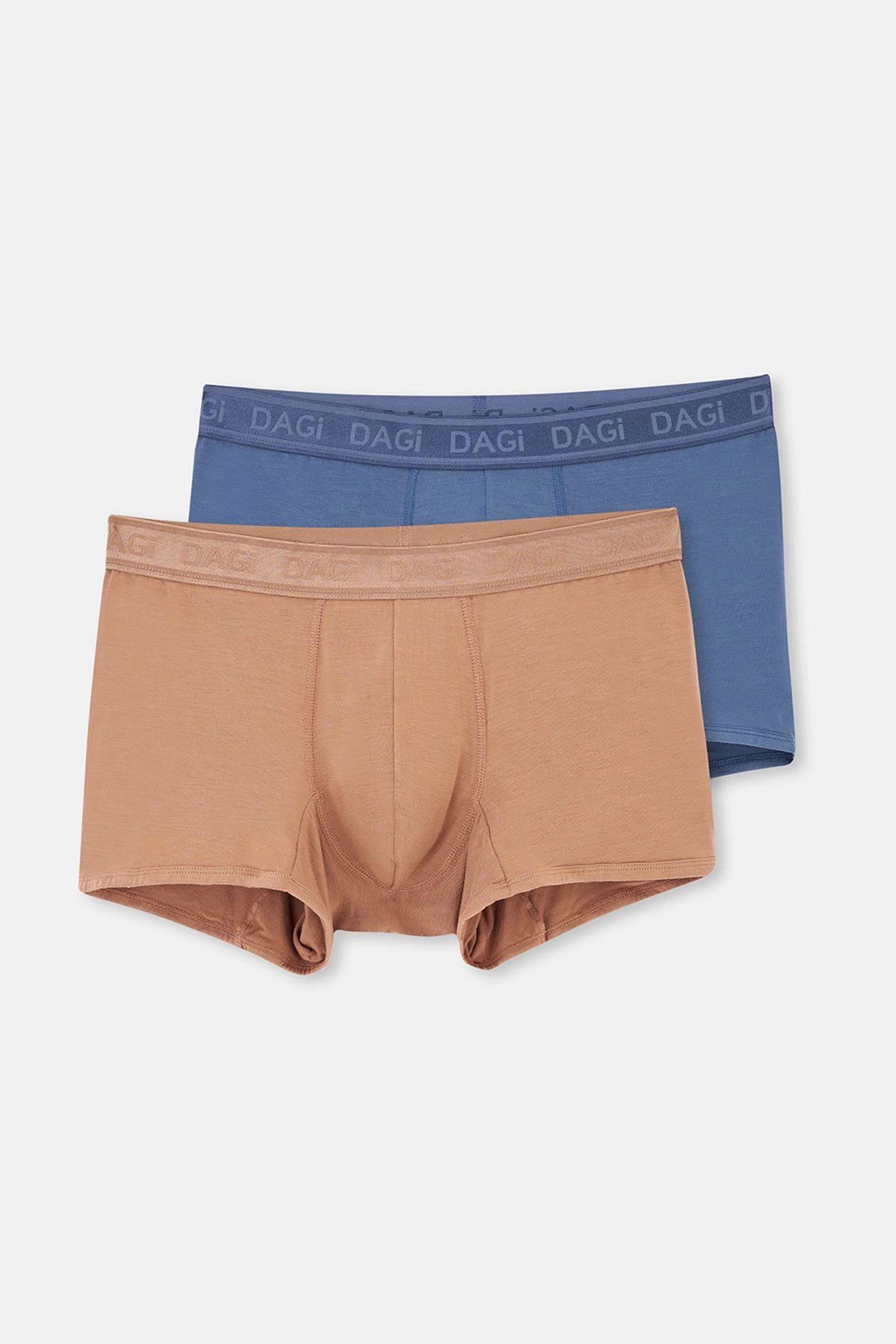 Açık Kahve-Lacivert 2'li Düz Micro Modal Boxer