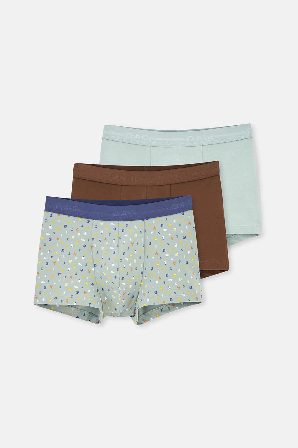 Amber-Gri Mavi Amber- 3'lü Desenli Pamuk Boxer