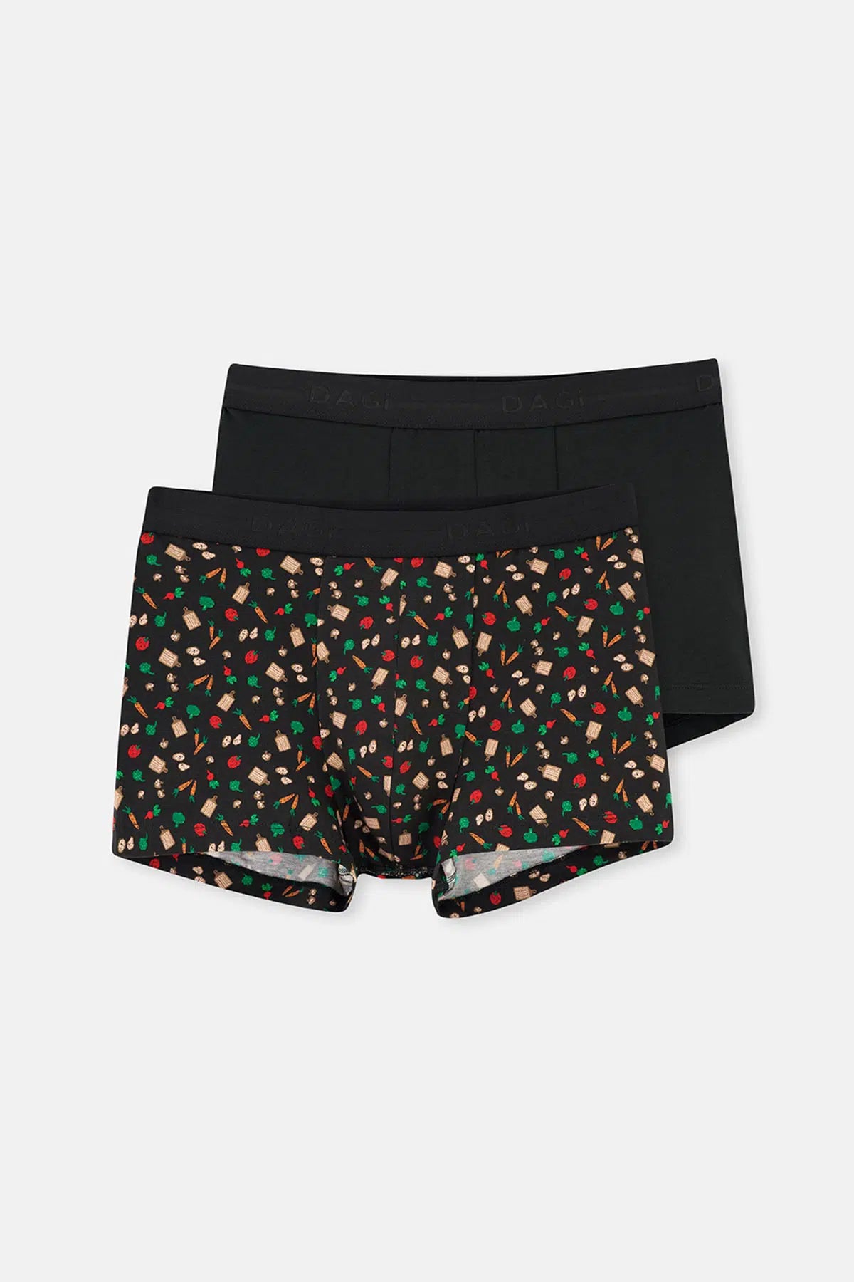 Siyah 2'li Desenli Pamuk Boxer