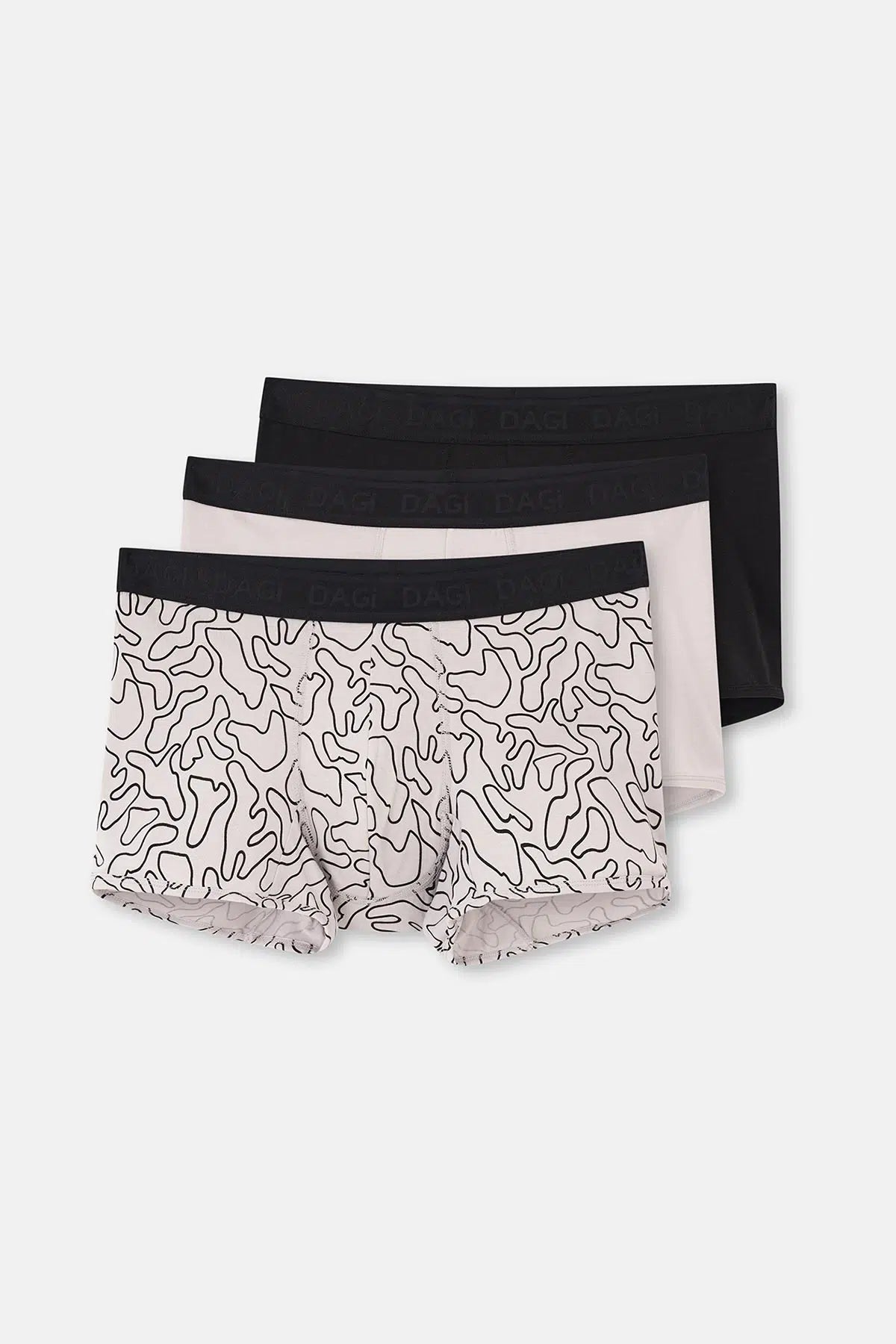 Siyah-Ten 3'Lü Desenli Micro Modal Boxer