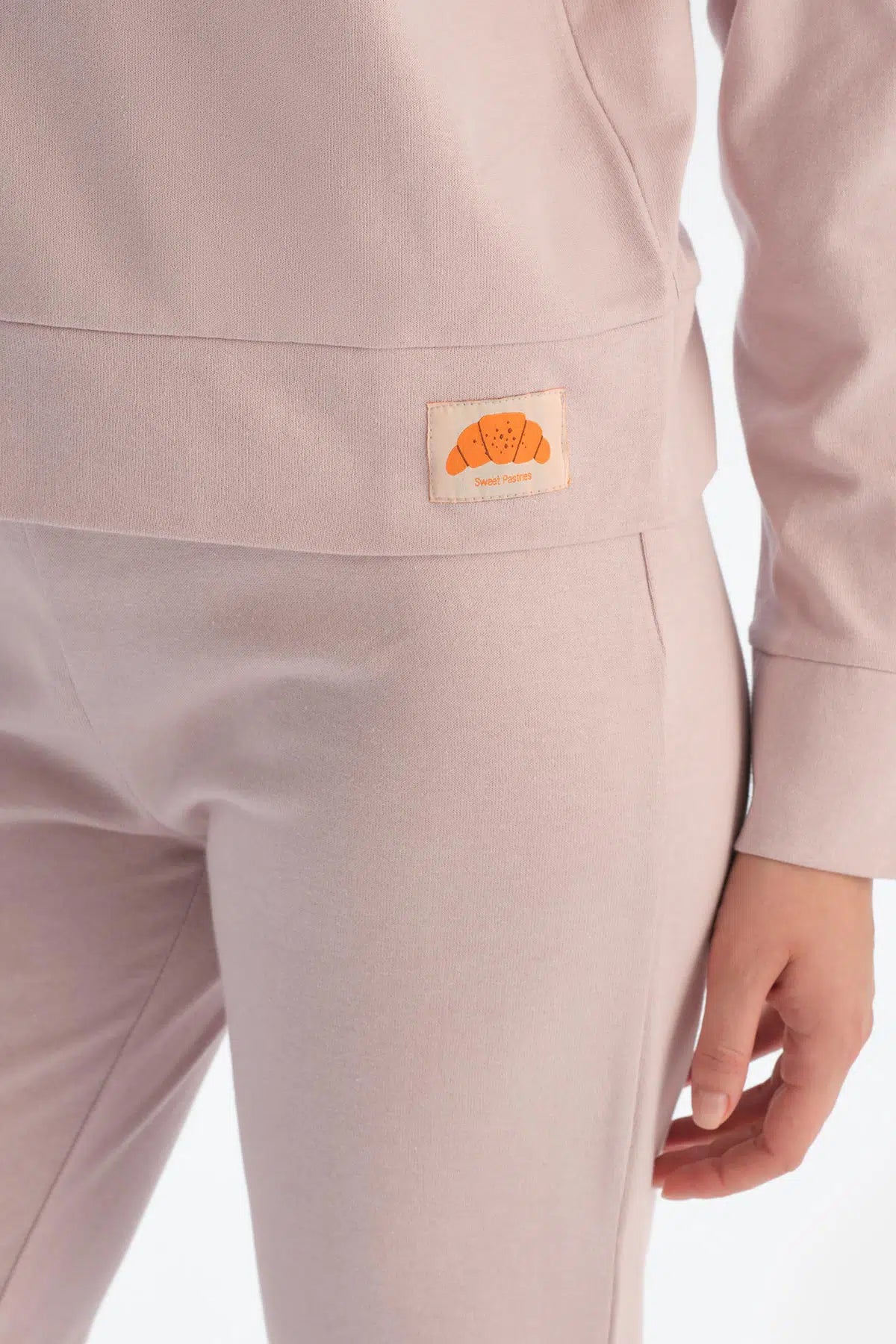 Lila Slogan Baskı Detaylı Uzun Kol Pamuklu Pijama Takımı