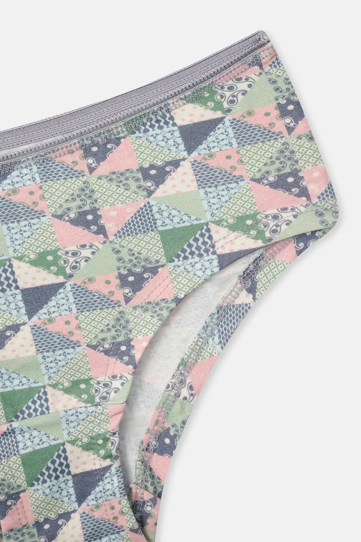 Gri-Soft Pembe Soft Kadın 3'lü Desenli Hipster Külot