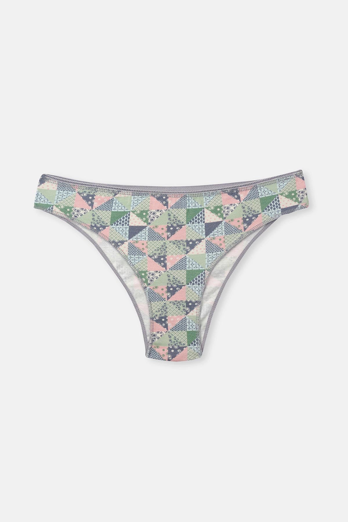 Gri-Soft Pembe Soft Kadın 3'lü Desenli Brazilian Külot
