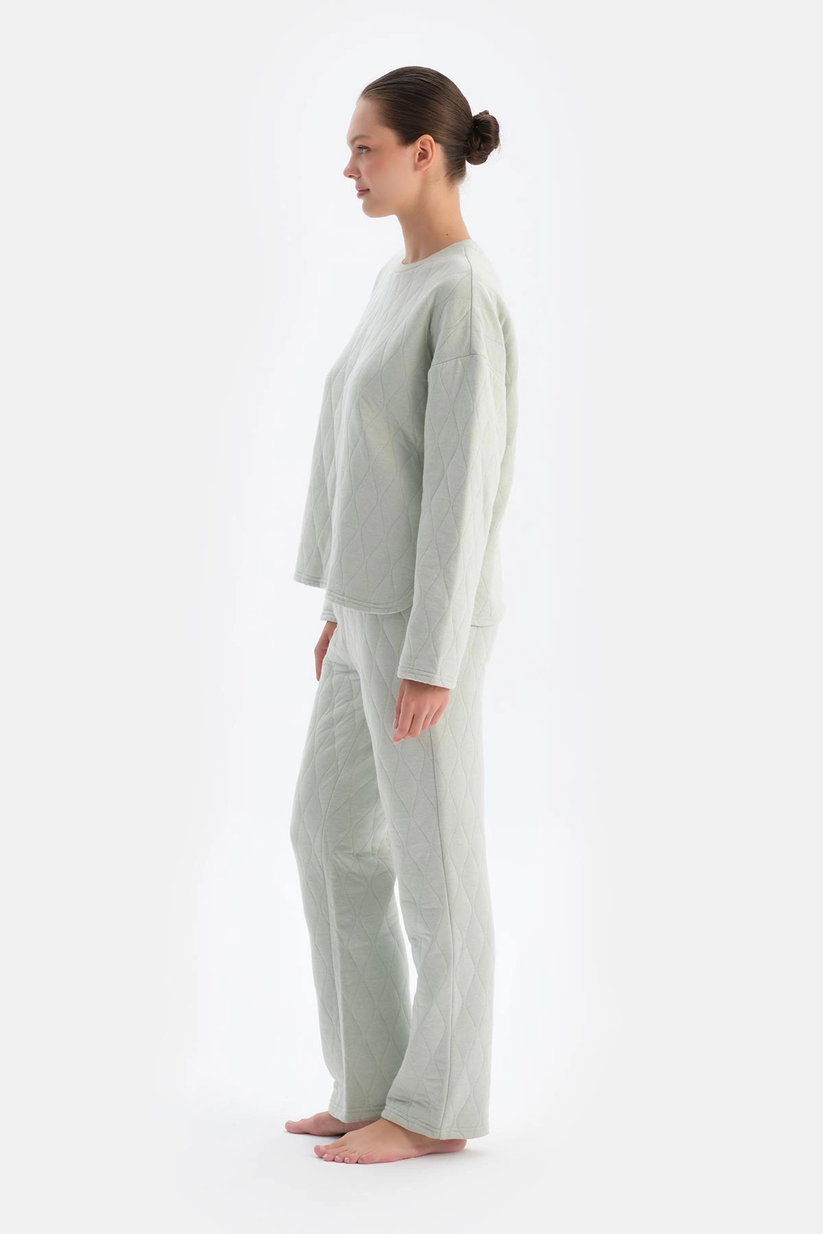 Açık Gri Kapitone Pijama Altı