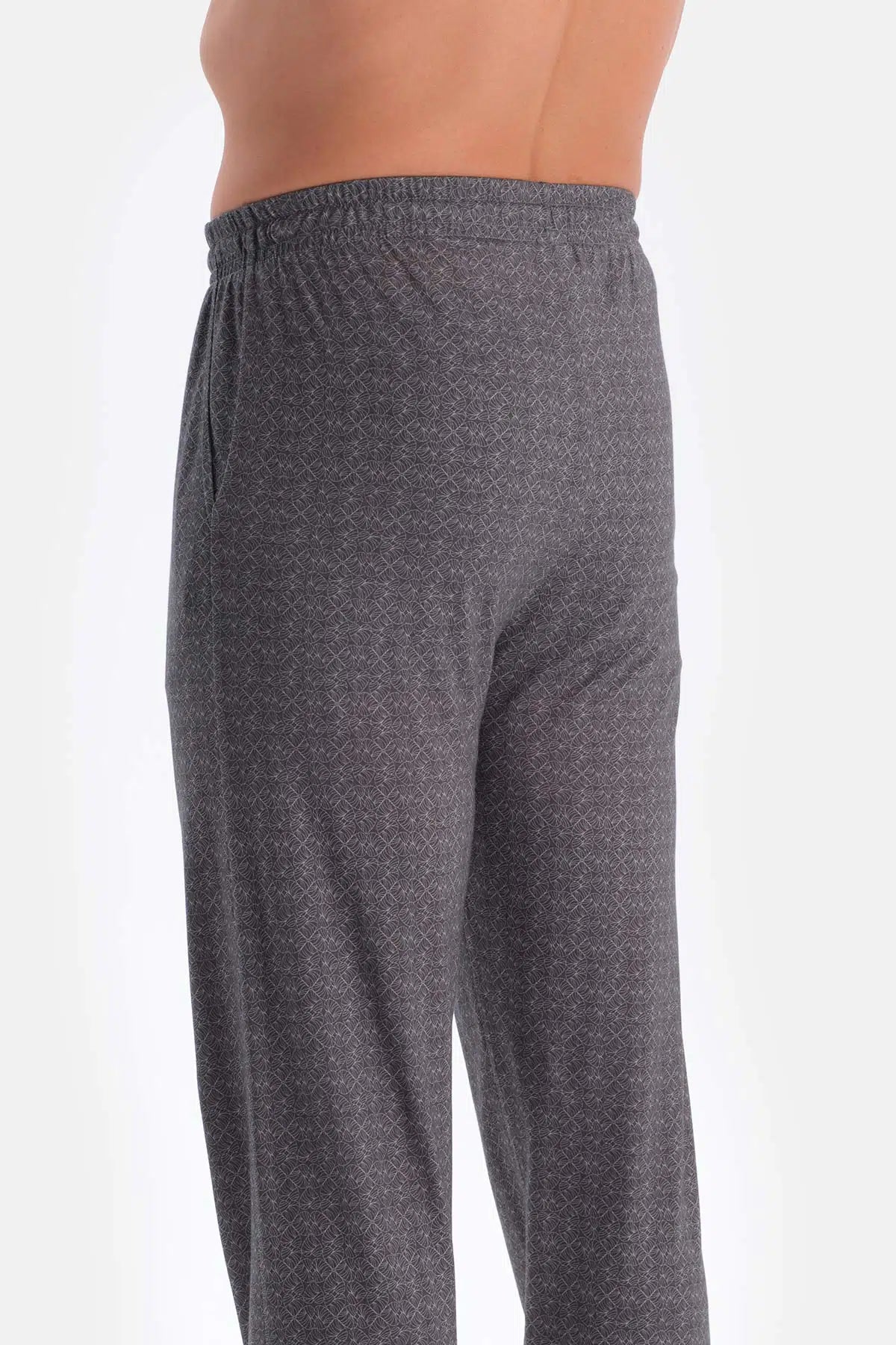 Gri Bisiklet Yaka Oversıze Üstlü Pamuk Modal Pijama Takımı