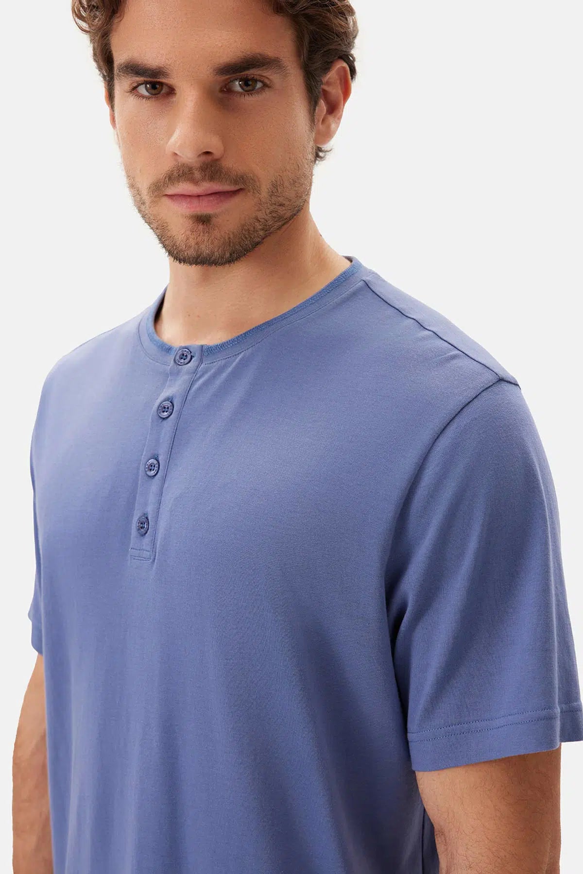 Indigo Yarım Patlı Tişört Pantolon Pijama Takımı