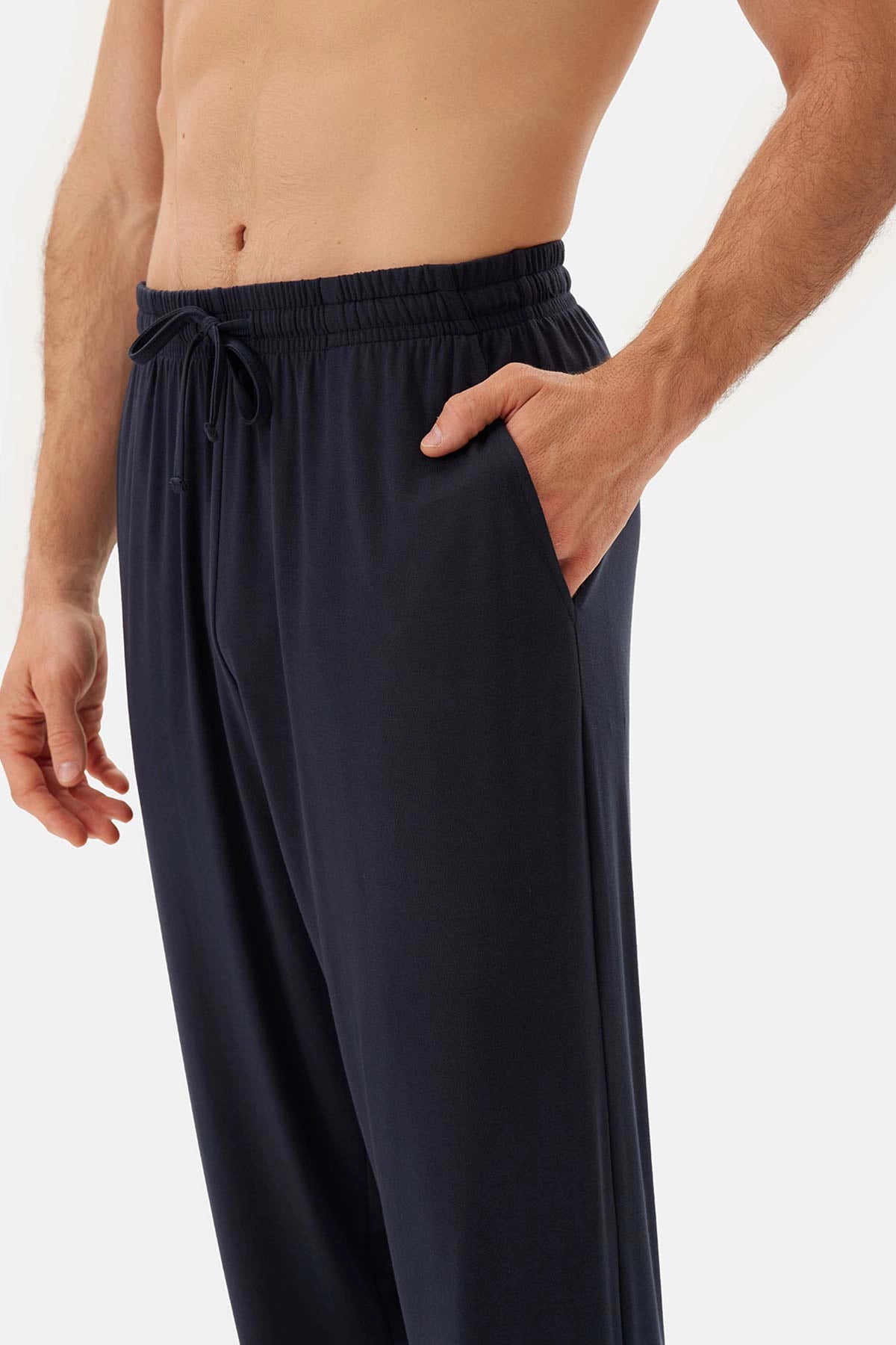 Lacivert Yarım Patlı Tişört Pantolon Pijama Takımı