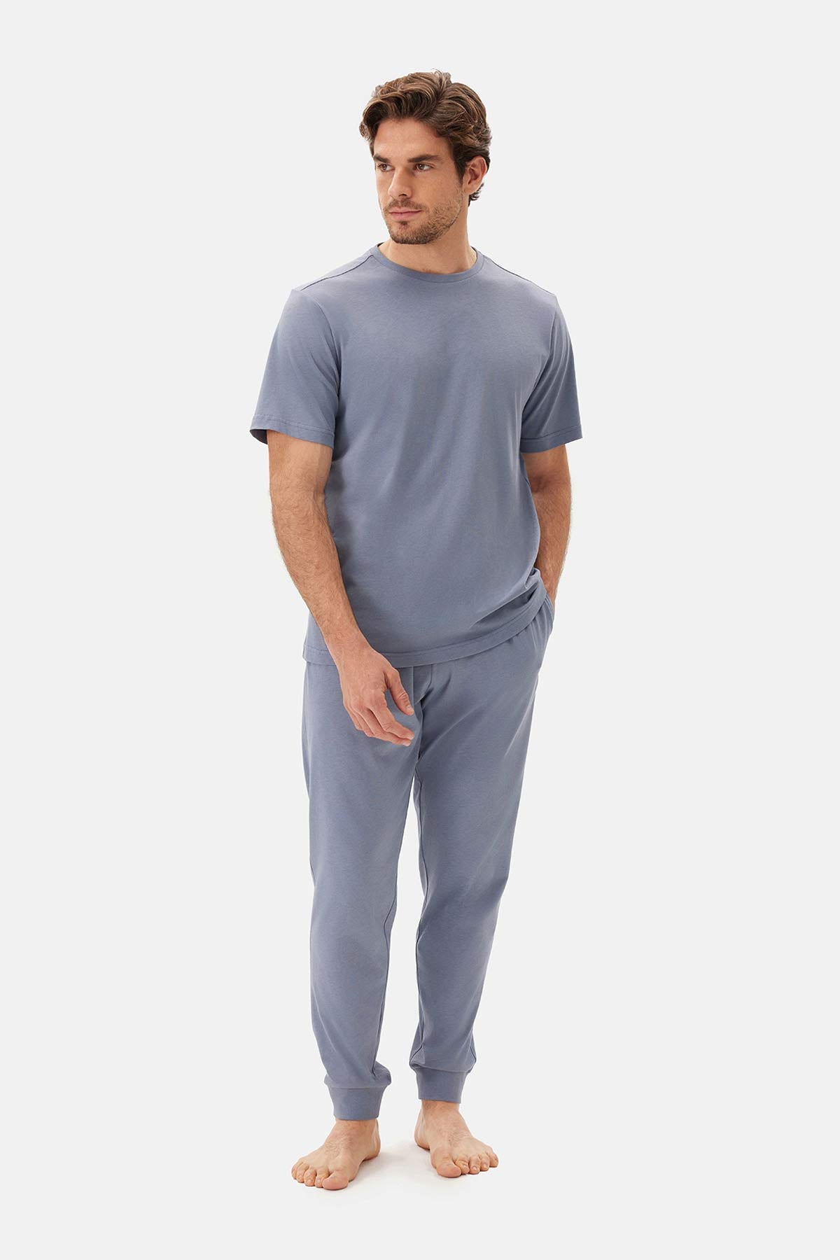 Mavi Bisiklet Yaka Jogger Paça Celliant Pijama Takımı