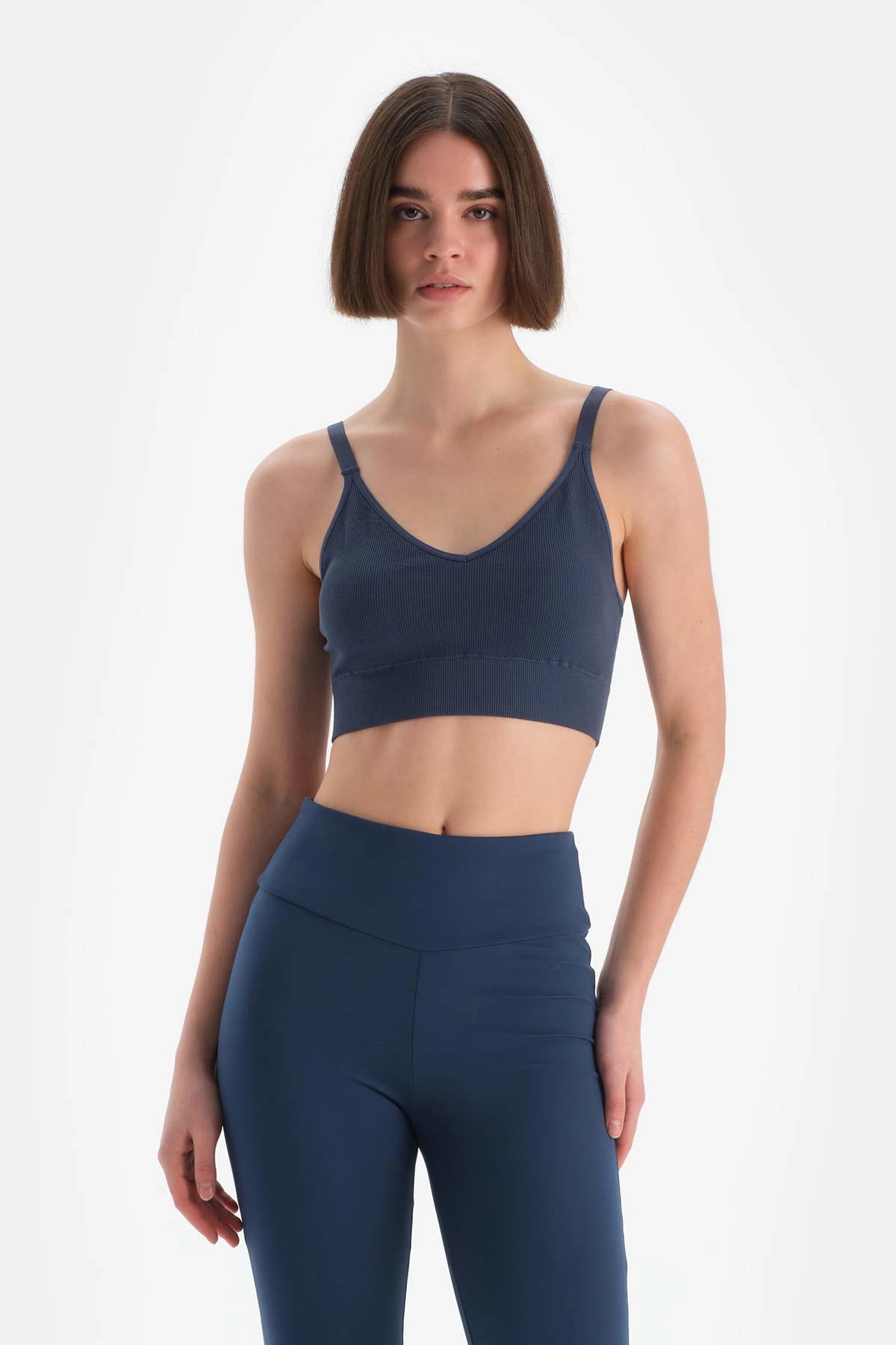 Lacivert Dagi Active Kadın Ince Askılı Seamless Sporcu Sütyeni