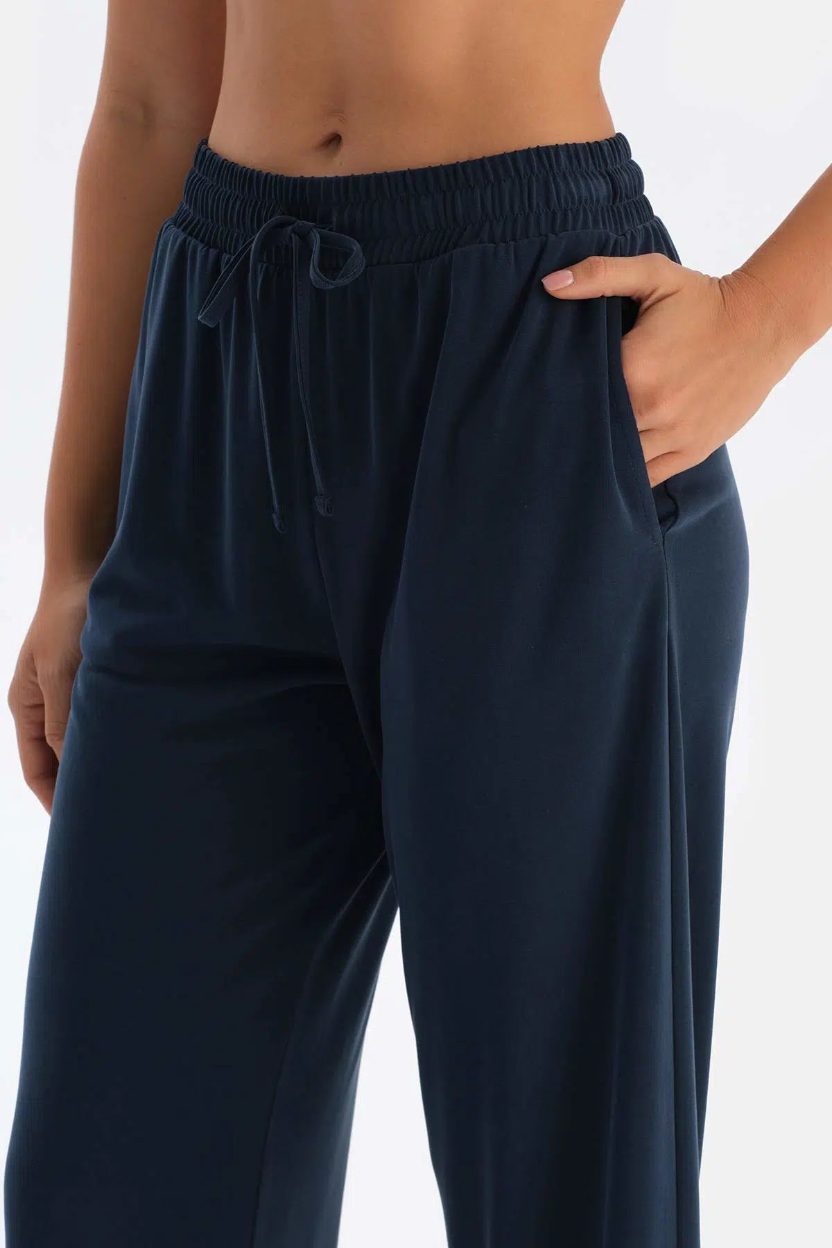 Lacivert Cepli Cupro Pantolon
