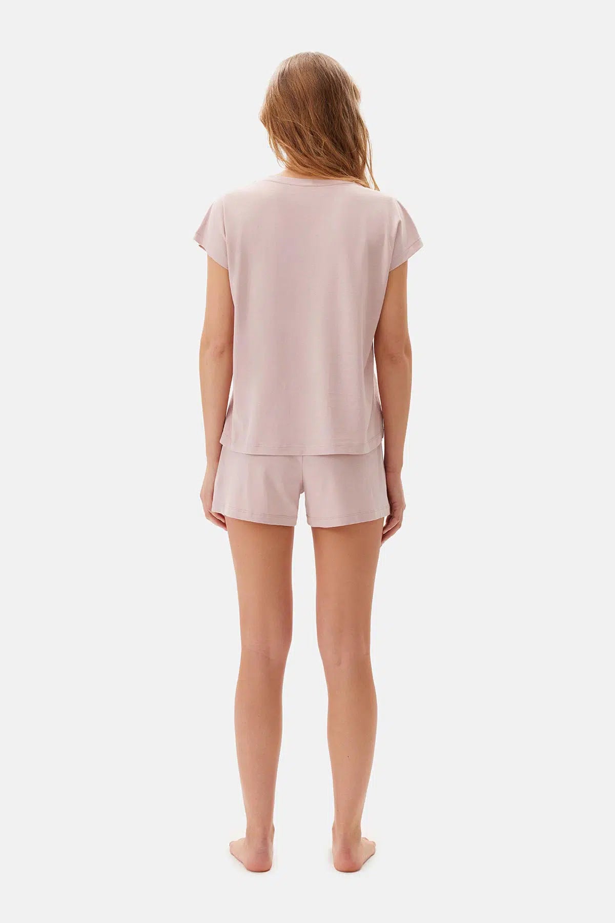 Pembe Kayık Yaka Celliant Şortlu Pijama Takımı