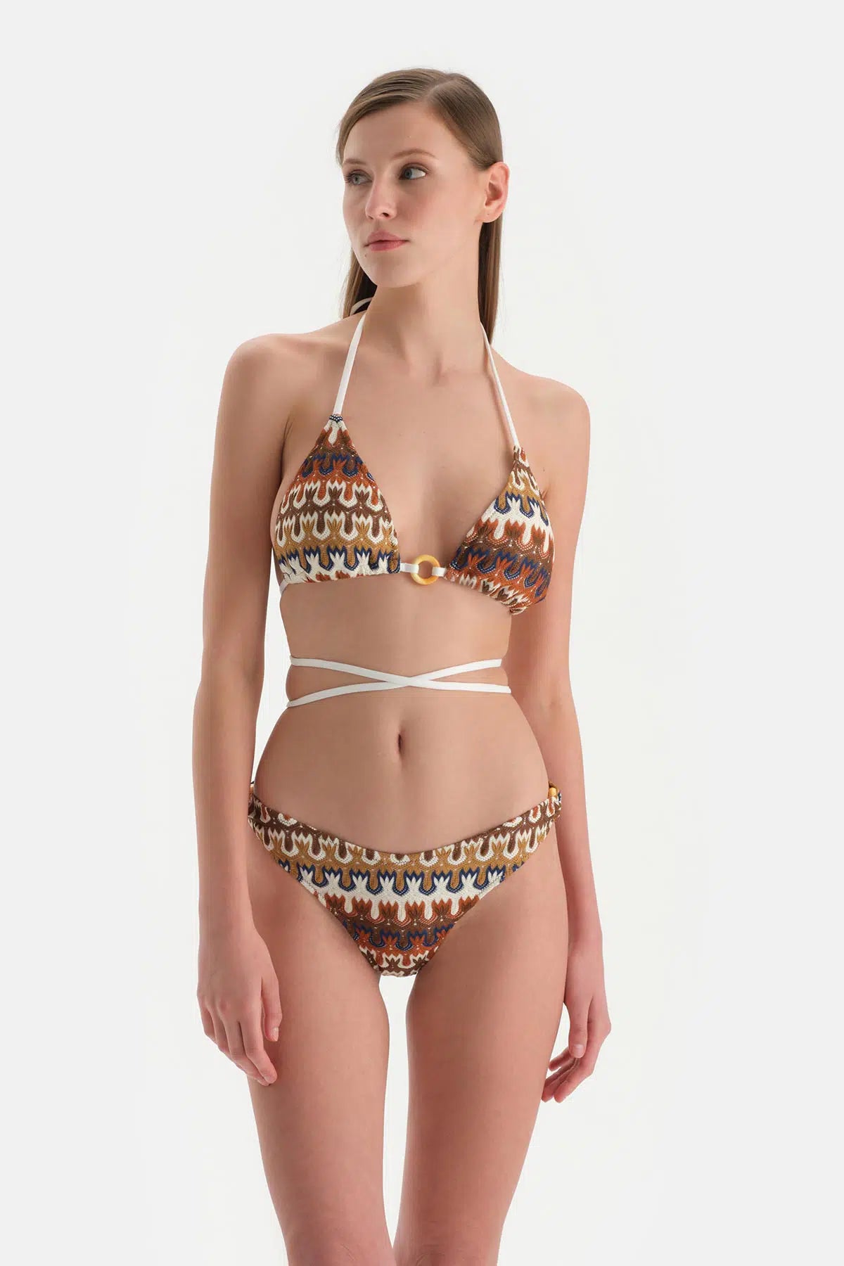 Kahverengi Balensiz Üçgen Küçük Bikini Üstü