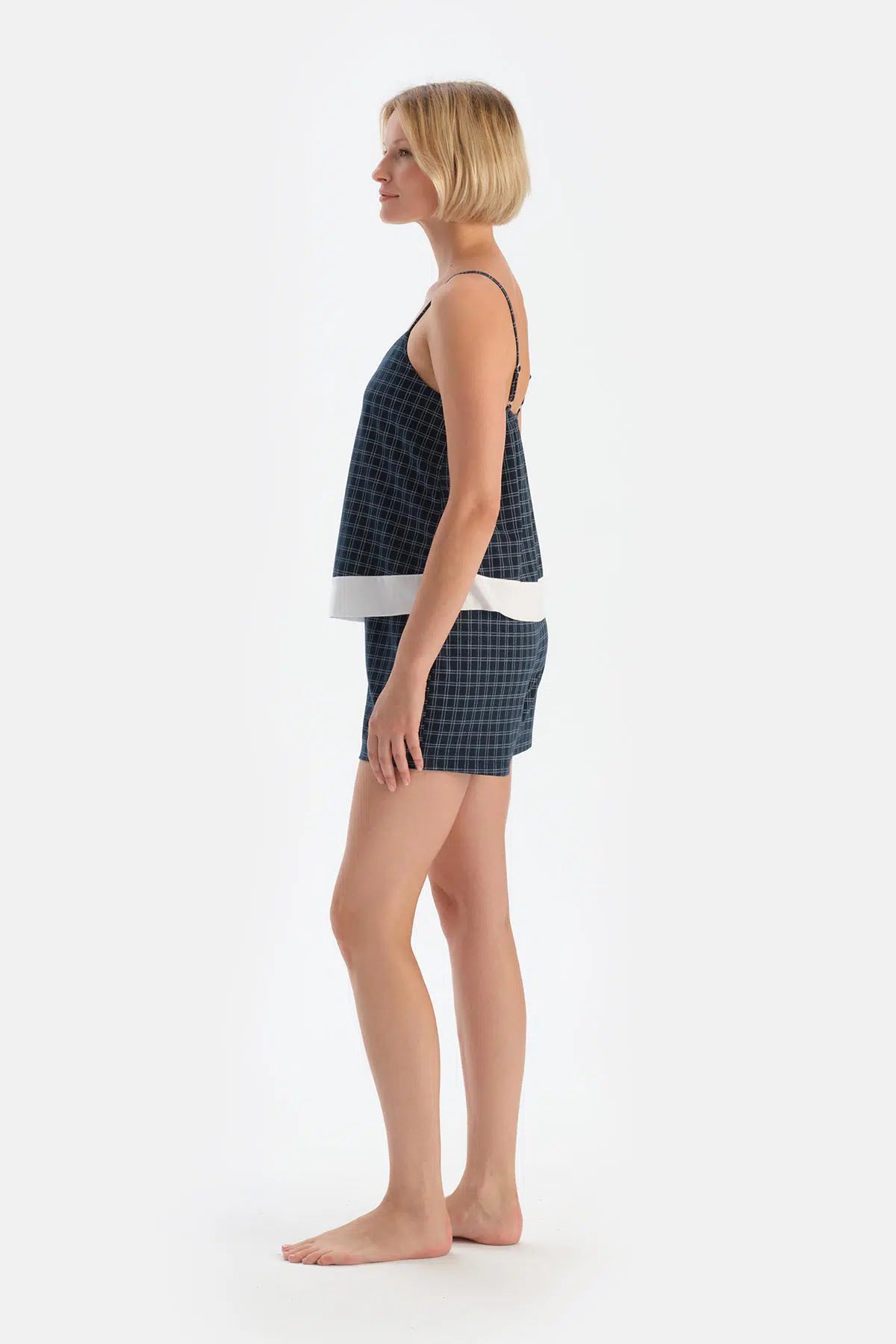 Lacivert Baskılı Atlet Şort Pijama Takımı