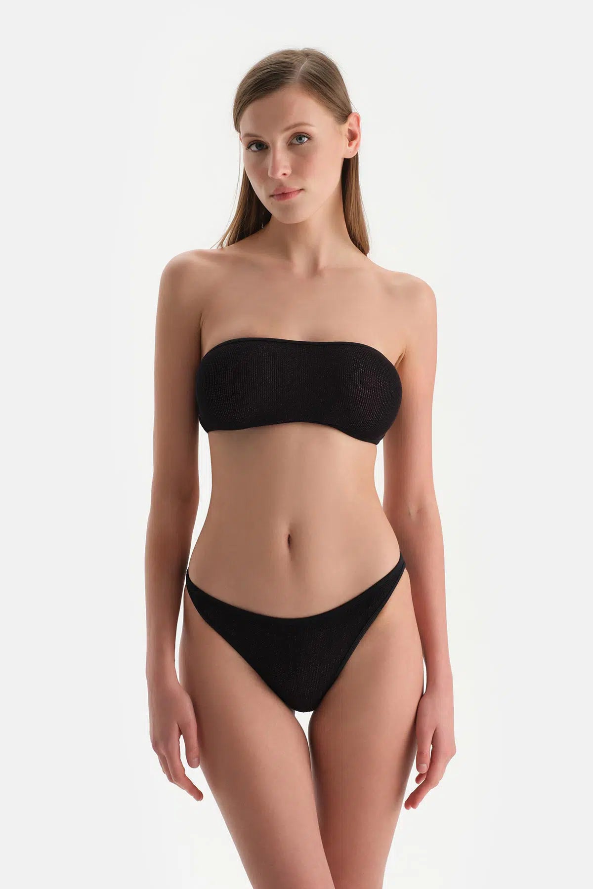 Siyah-Pembe Straplez Bikini Üst
