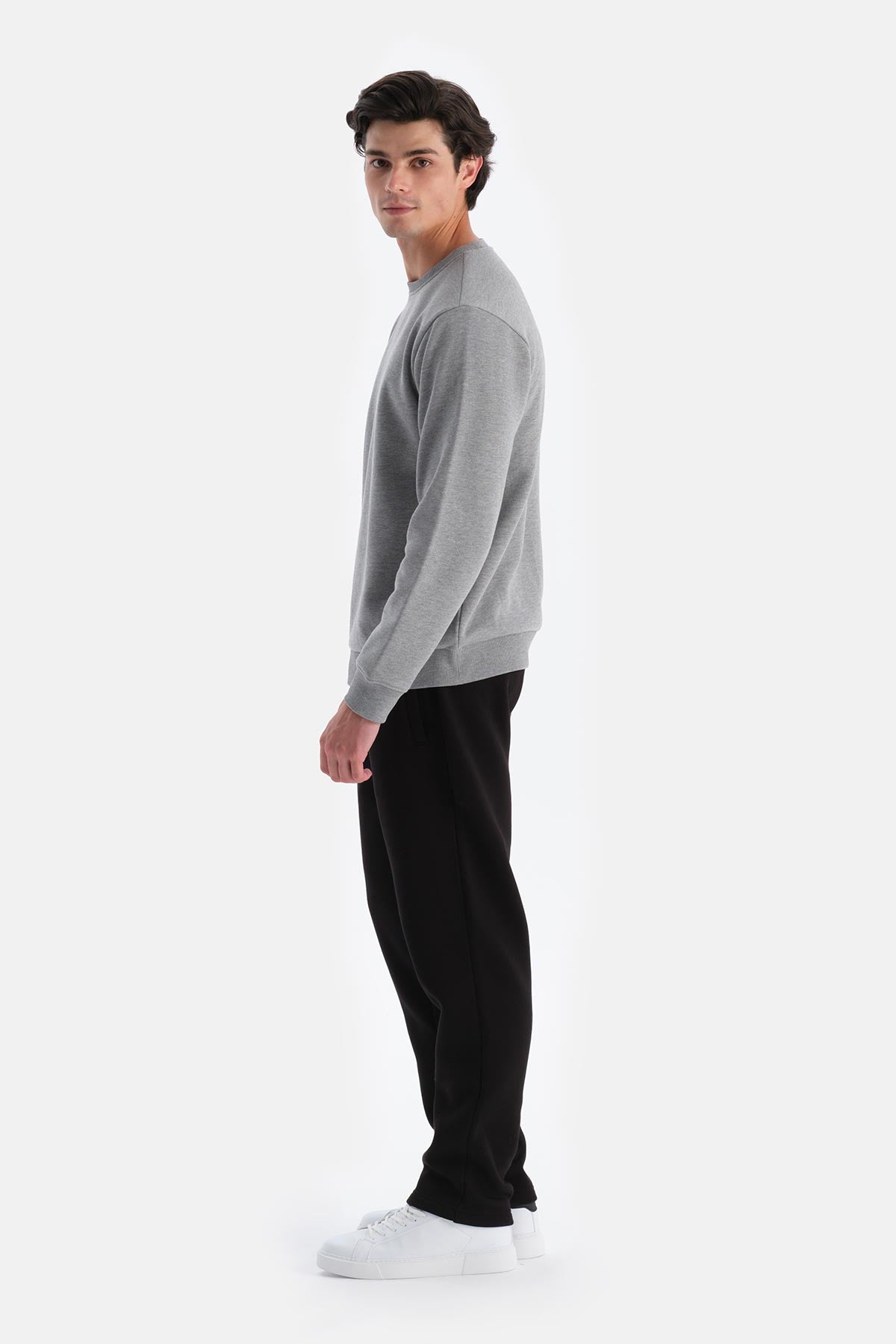 Gri Melanj Erkek Içi Şardonlu Sweatshırt